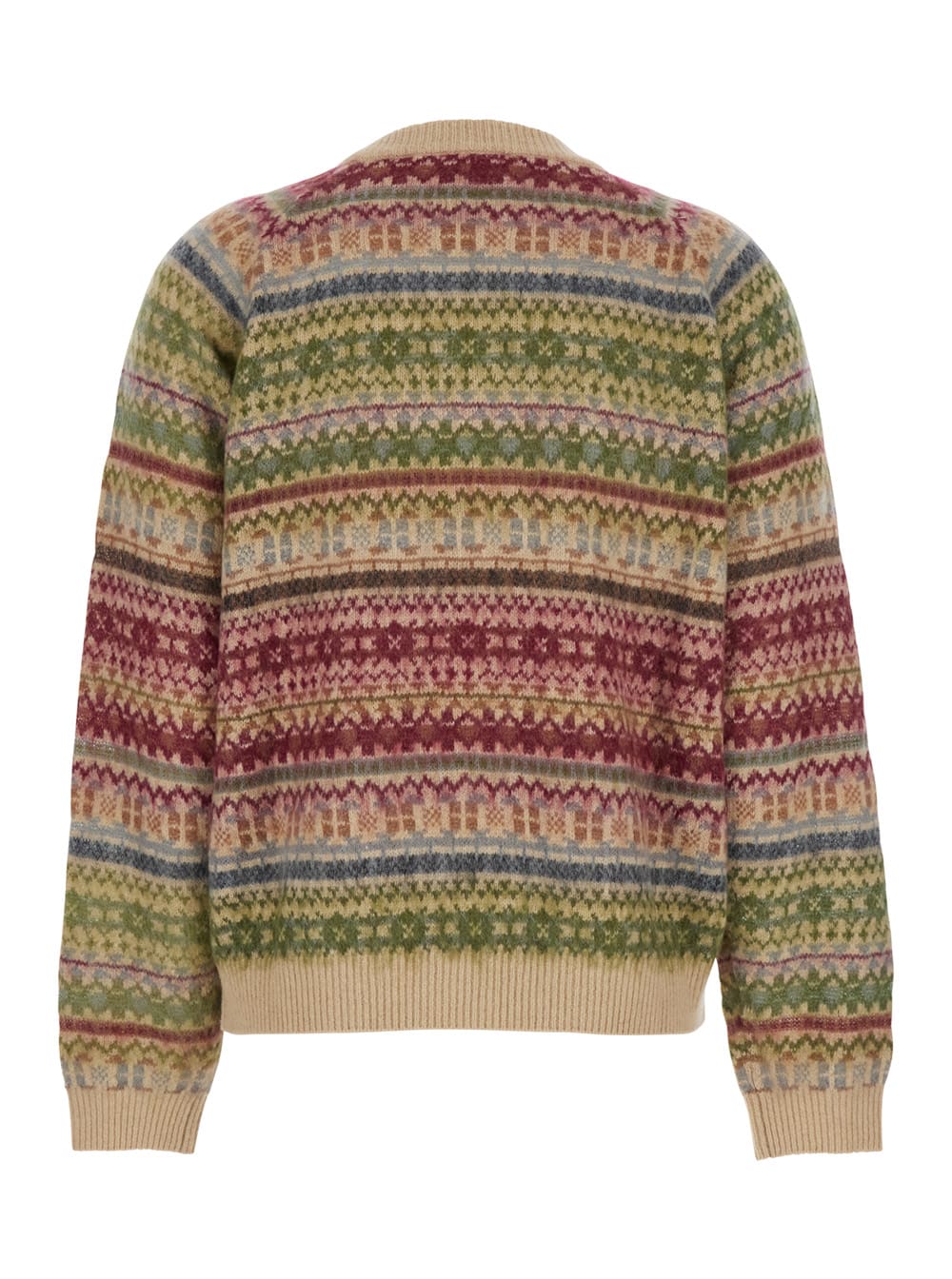 Semicouture Multicolor Knit Crewneck Sweater With Striped Motif In Wool Blend Woman In Multi