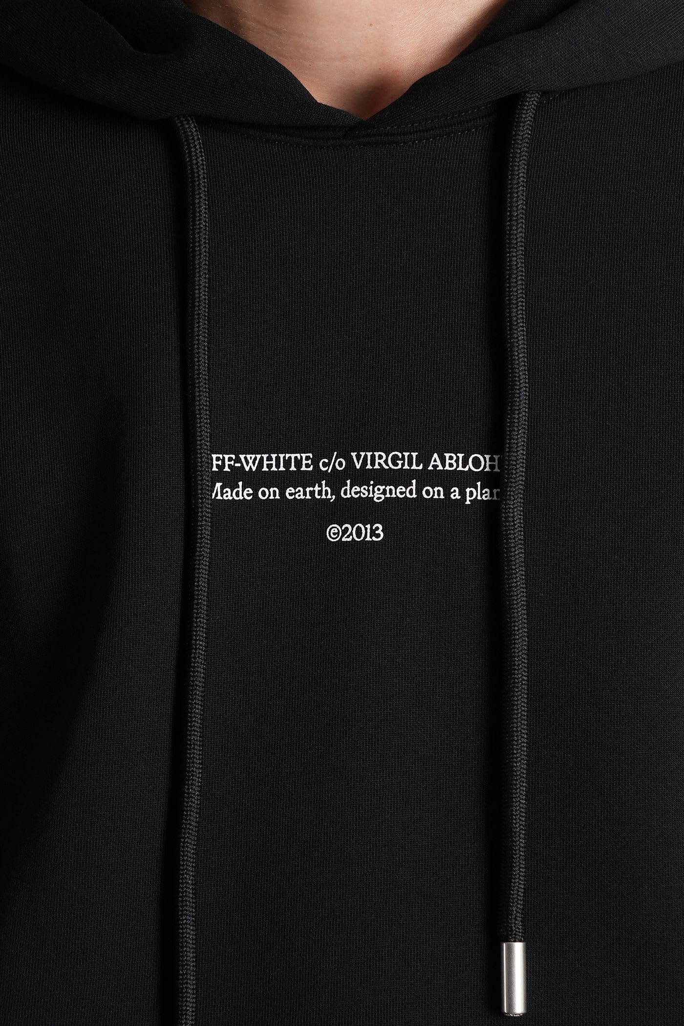 Off-white Logo Printed Drawstring Hoodie In Black