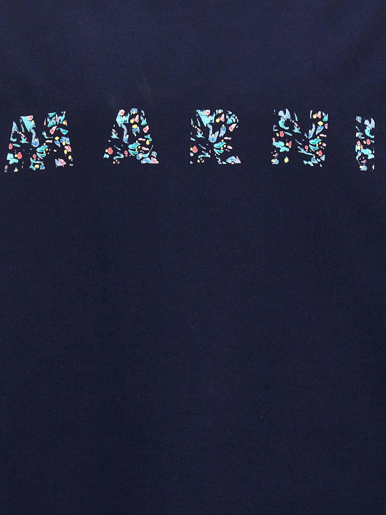 Shop Marni Floral Logo Sweatshirt In Blue