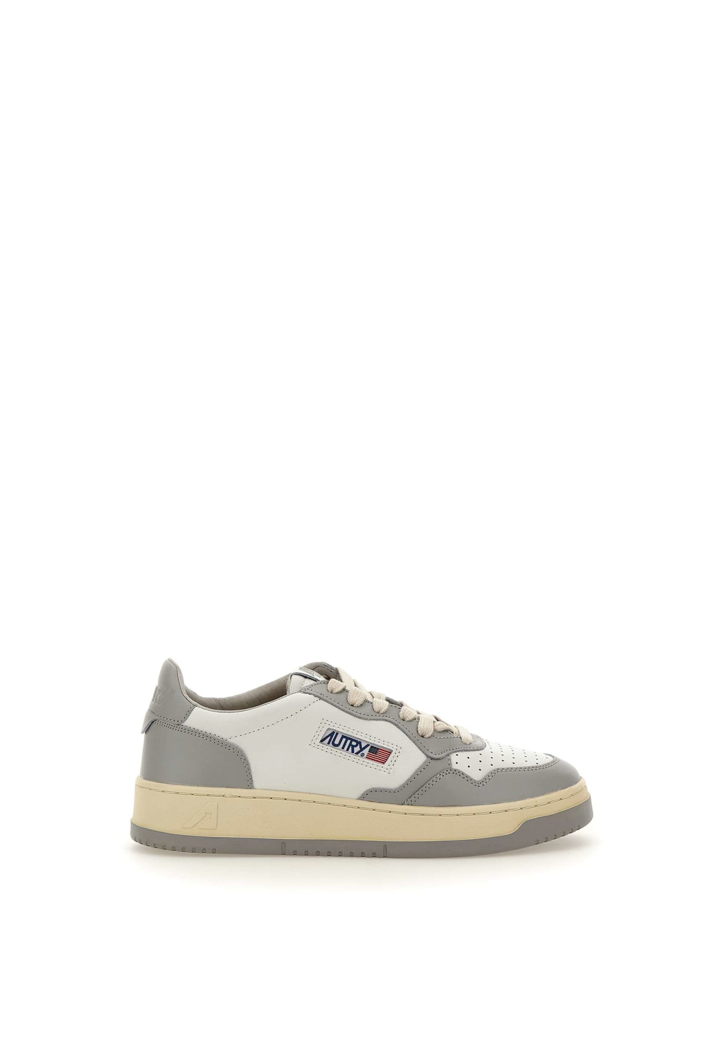 Autry Wb10 Leather Sneakers In White/grey
