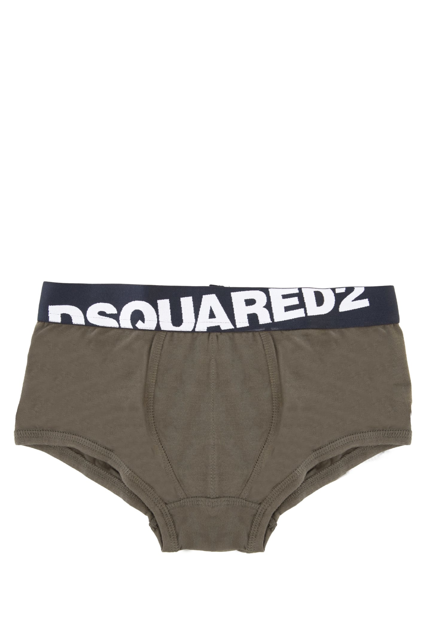 Dsquared2 Kids' Jersey Boxer With Logoed Elastic In Green