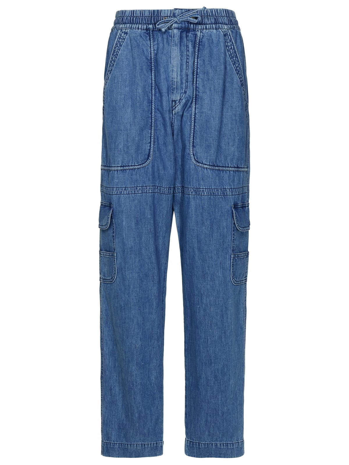 Shop Isabel Marant Vanni Light Blue Cotton Pants