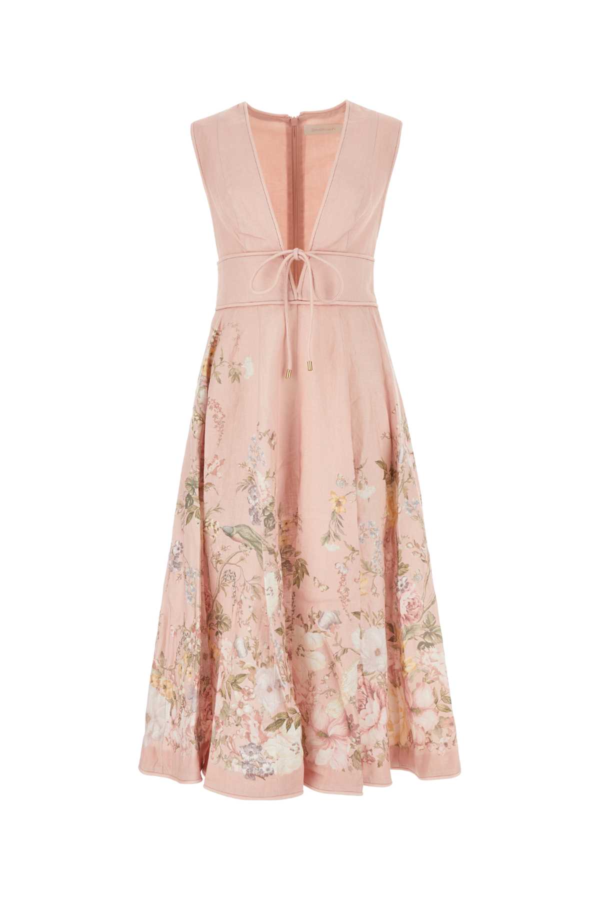 Shop Zimmermann Pastel Pink Linen Waverly Dress In Pinkfloral