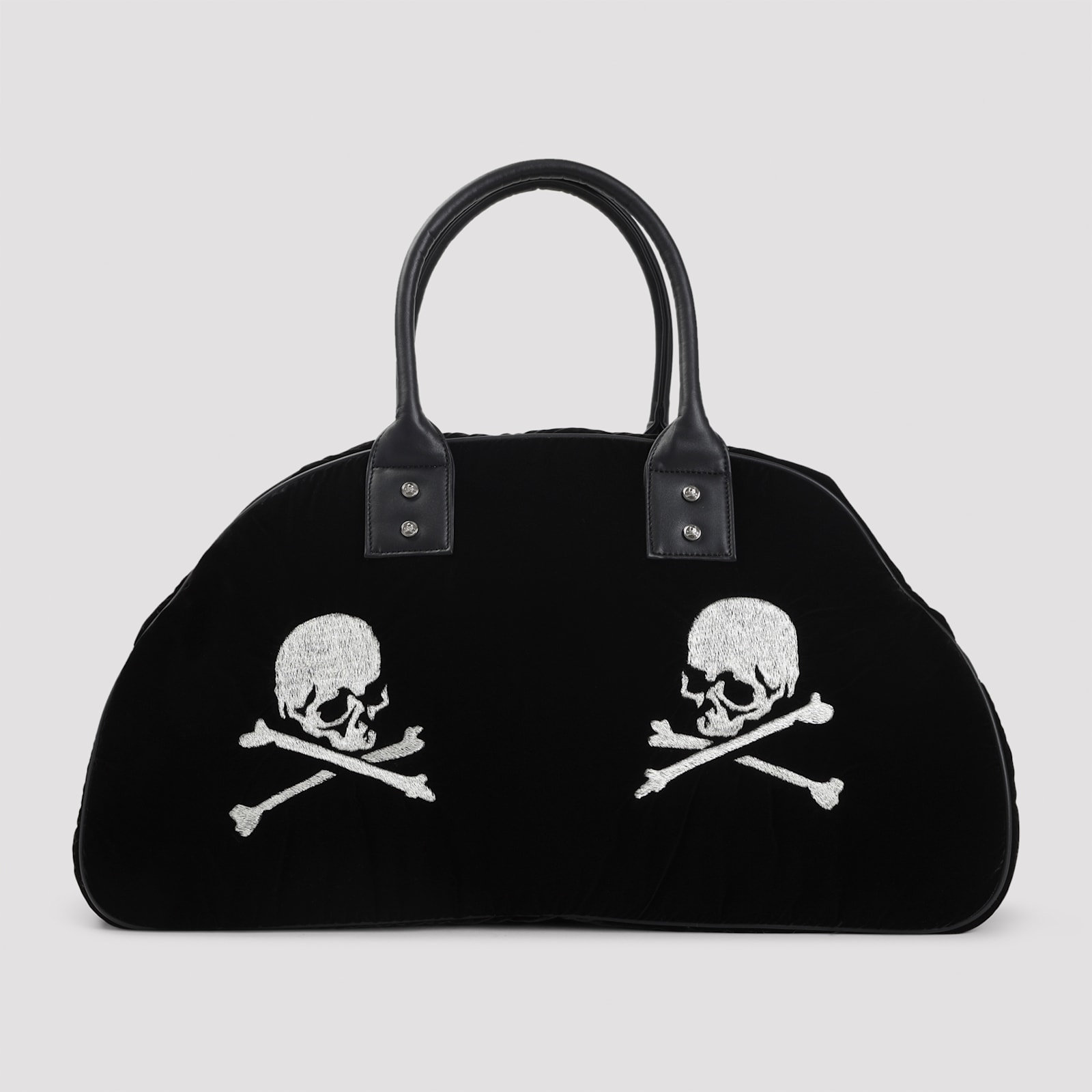 Mastermind Japan Skull Embroidered Velvet Duffle Bag In Black