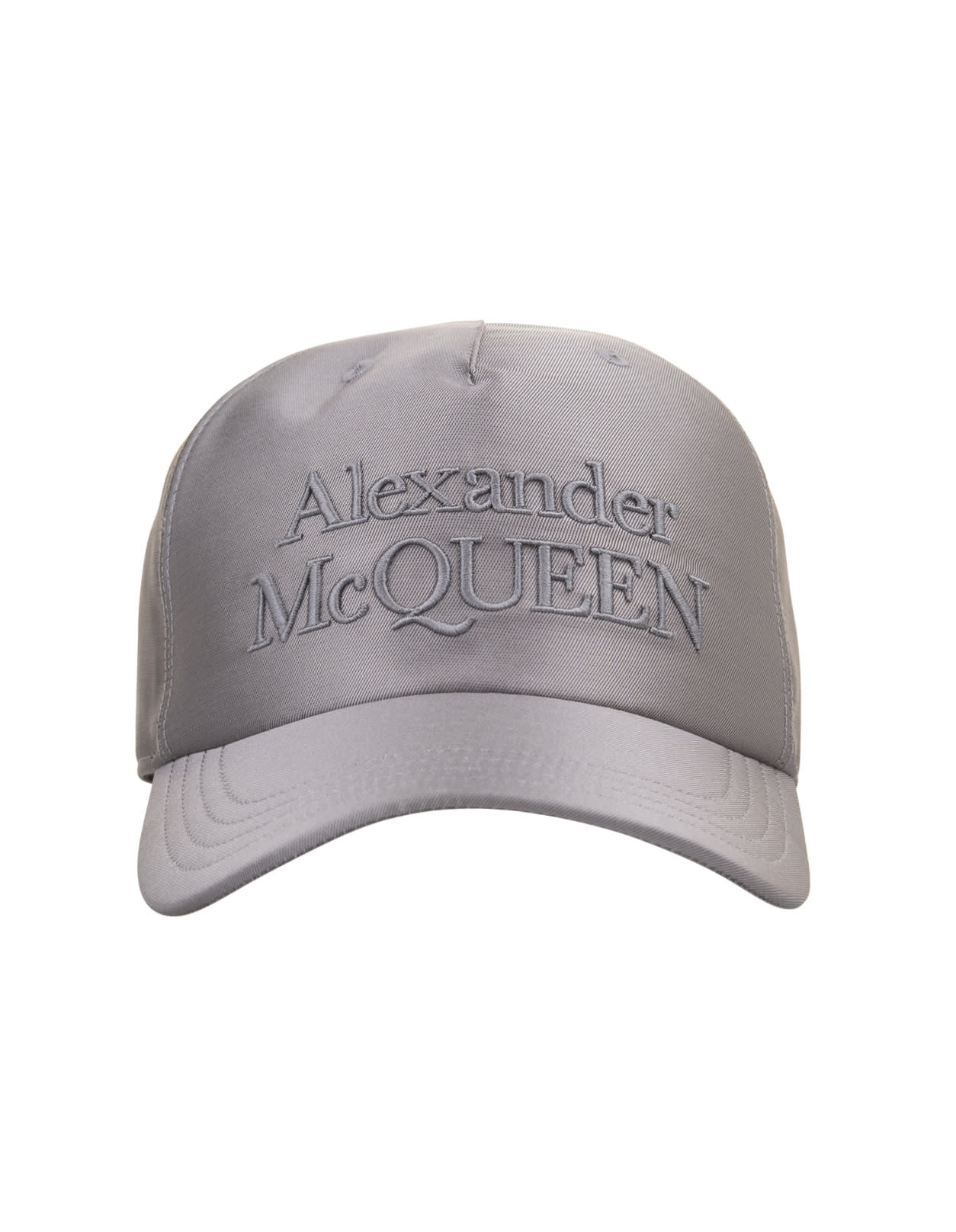 Shop Alexander Mcqueen Grey Silk Blend Baseball Cap With Front Logo