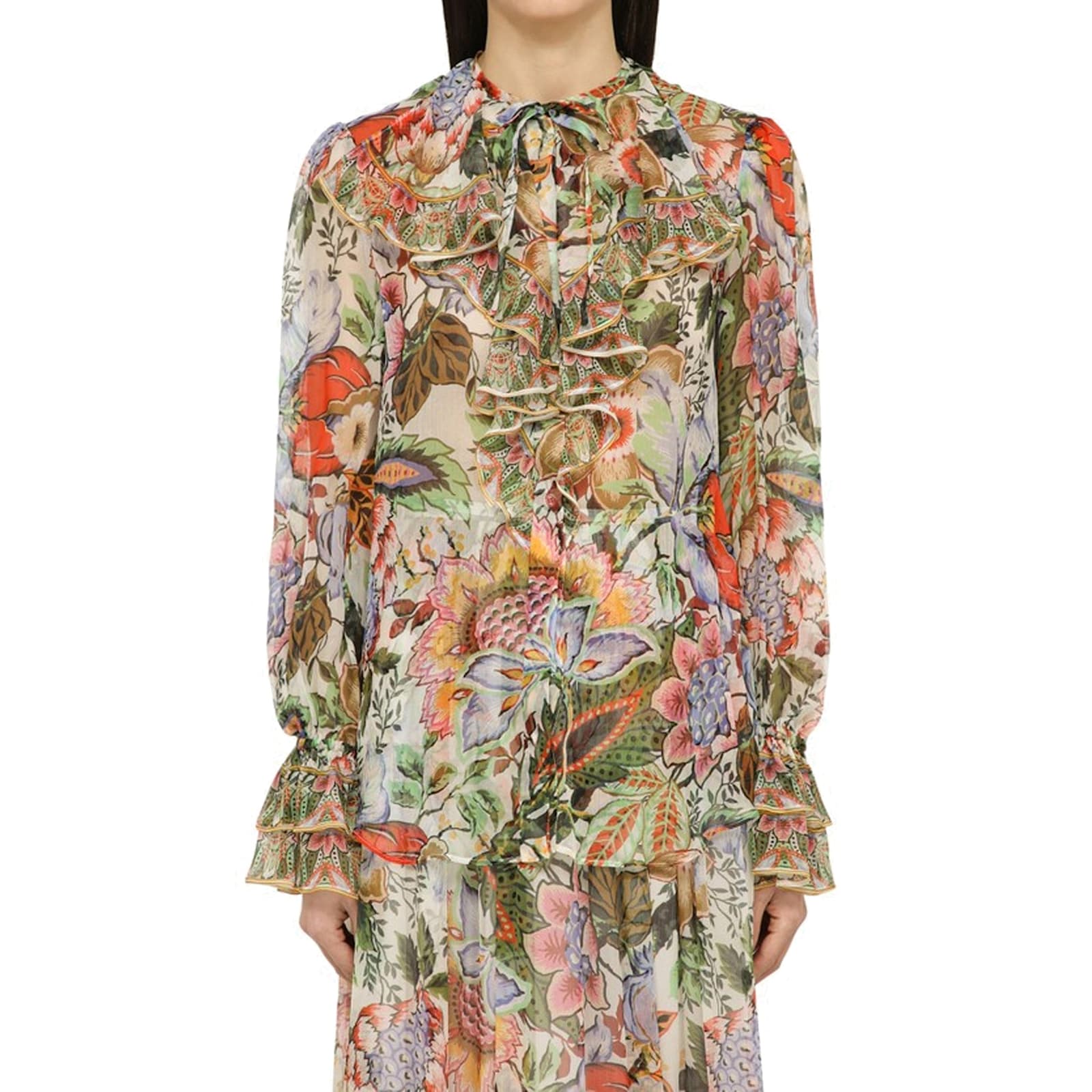 Shop Etro Silk Printed Shirt In White