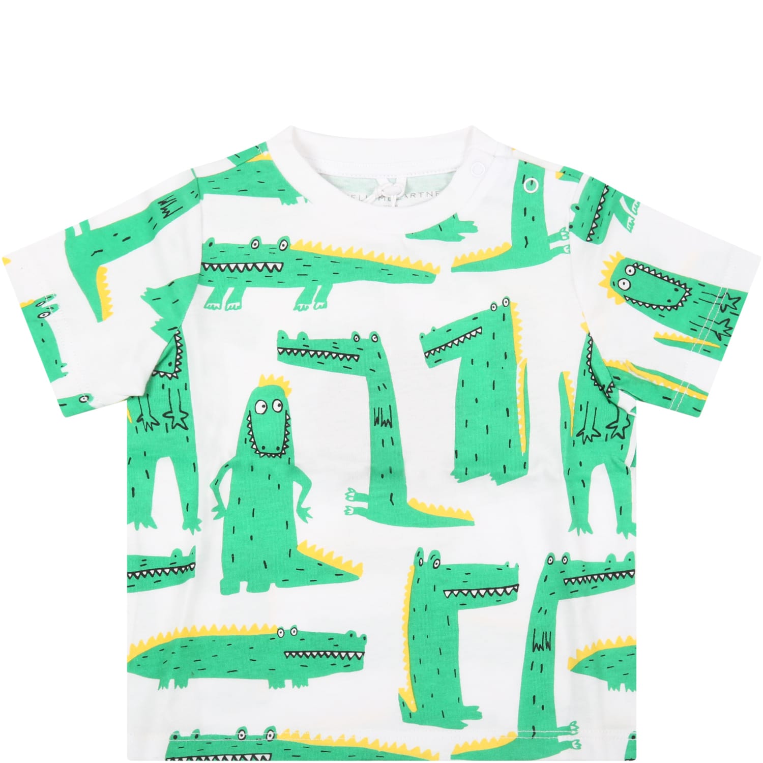 Stella McCartney Kids White T-shirt For Baby Boy With Crocodiles