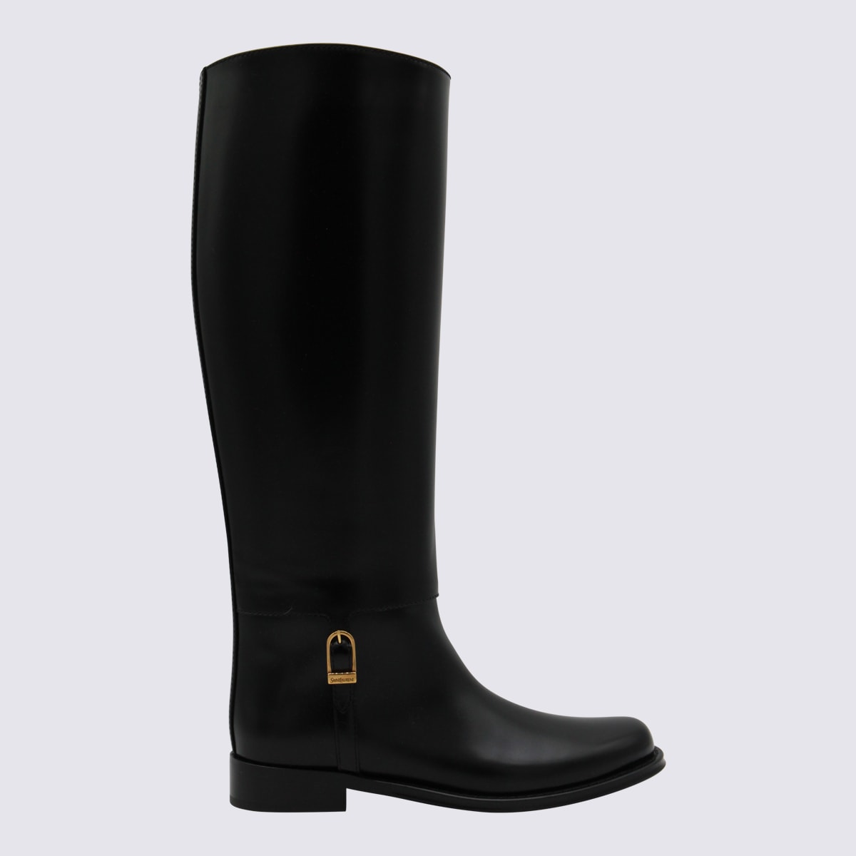 Saint Laurent Black Horny Leather Boots In Black