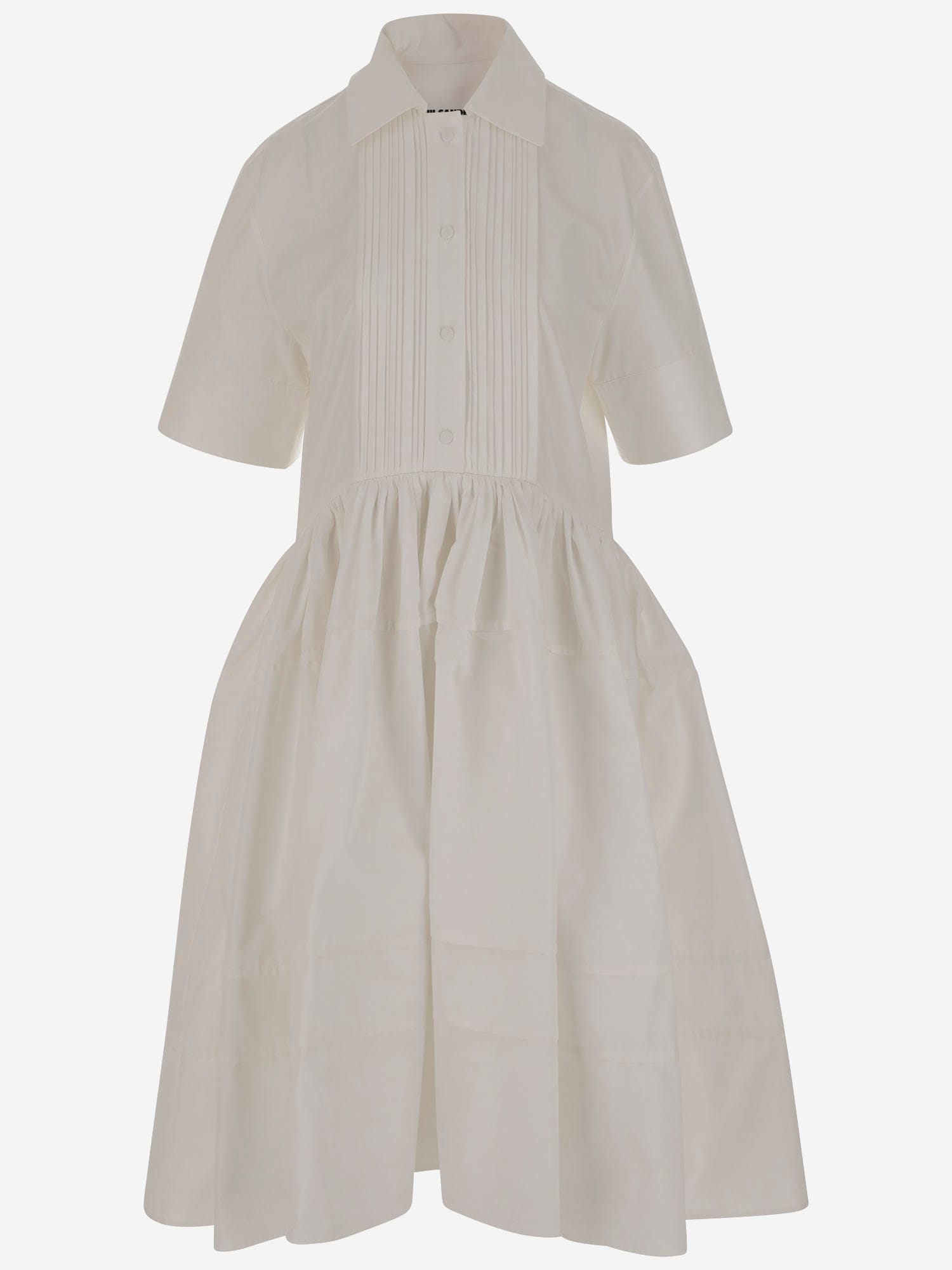 Jil Sander Short-sleeved Midi Dress In Neutral