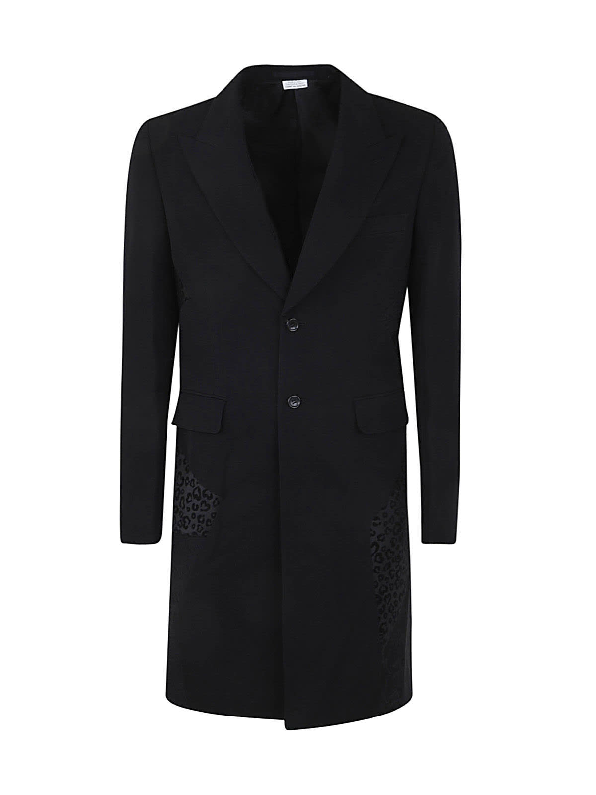 Comme Des Garçons Homme Deux Mix-print Single-breasted Coat In Black X Black