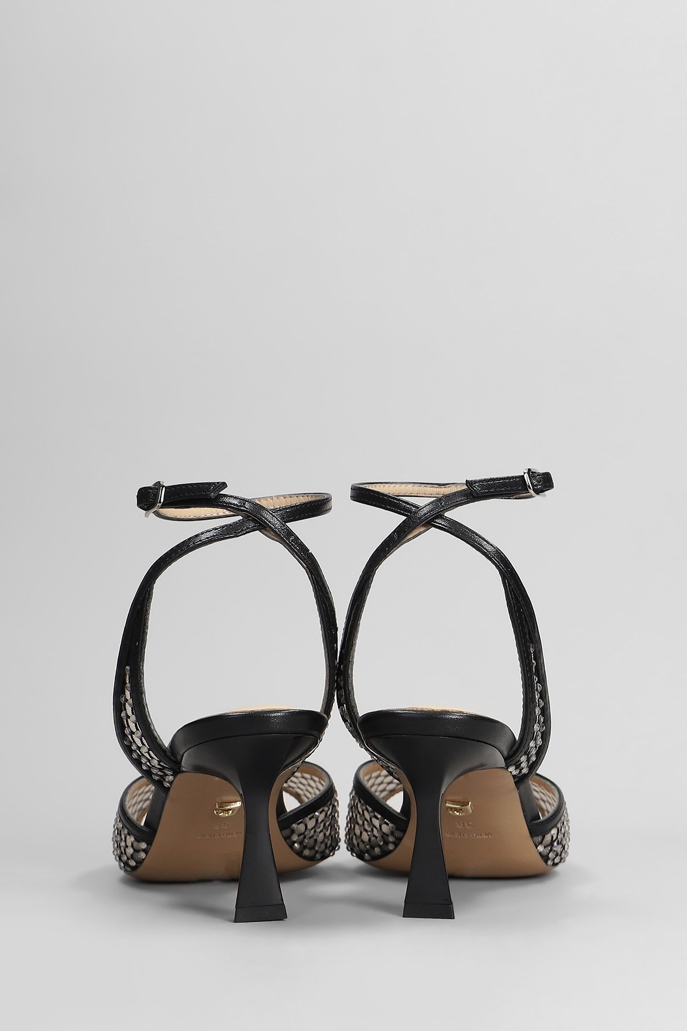 Lola Cruz Carmen 65 Sandals In Black Leather And Fabric In Black