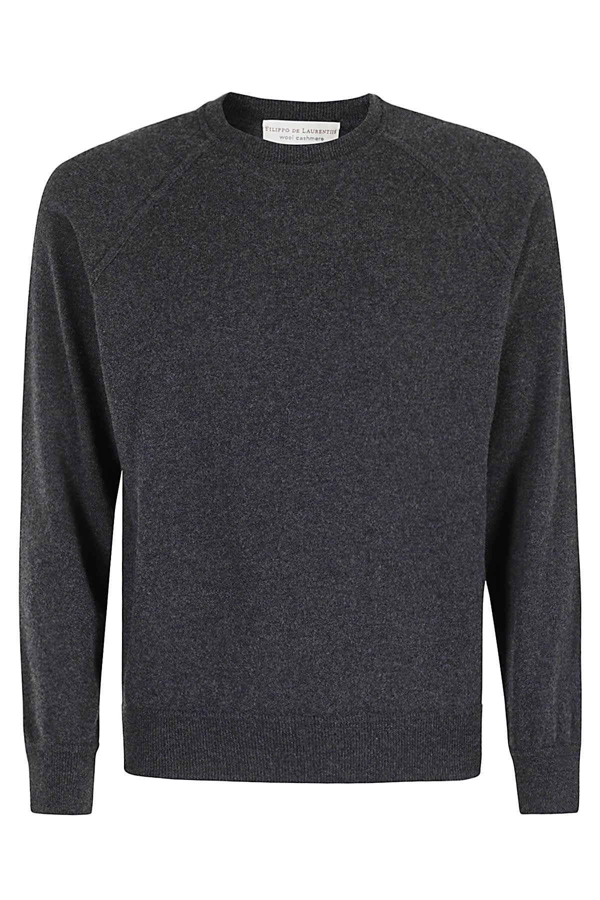 Filippo De Laurentiis Hammer Long Sleeve Round Neck Pullover In Antracite