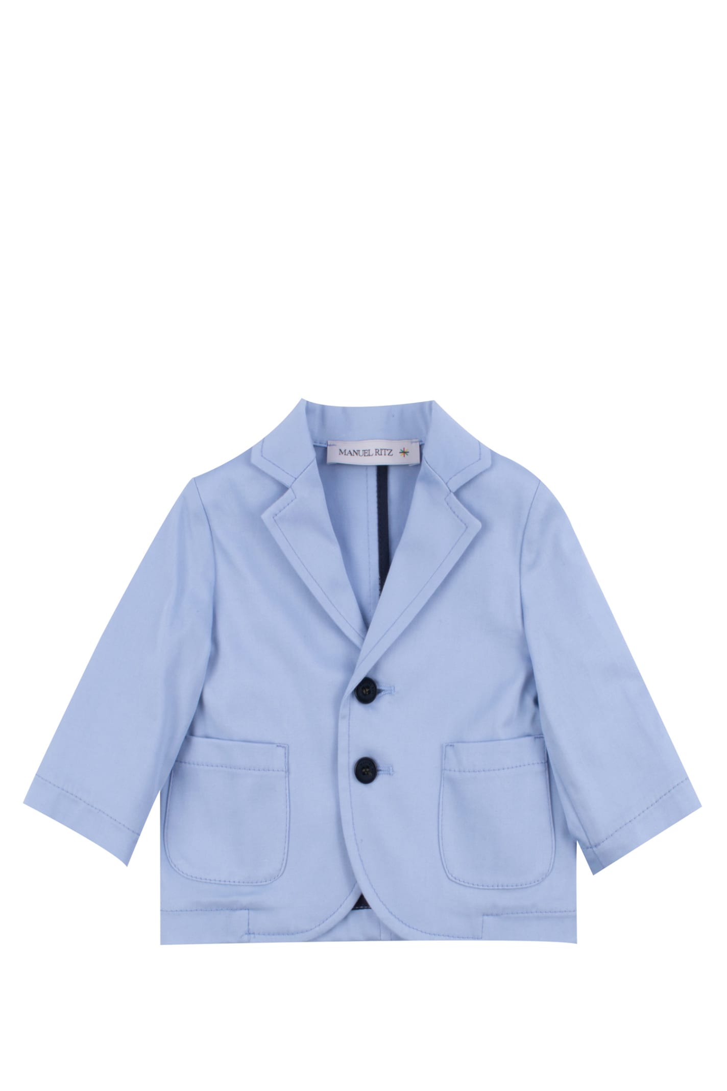 Shop Manuel Ritz Cotton Jacket In Light Blue