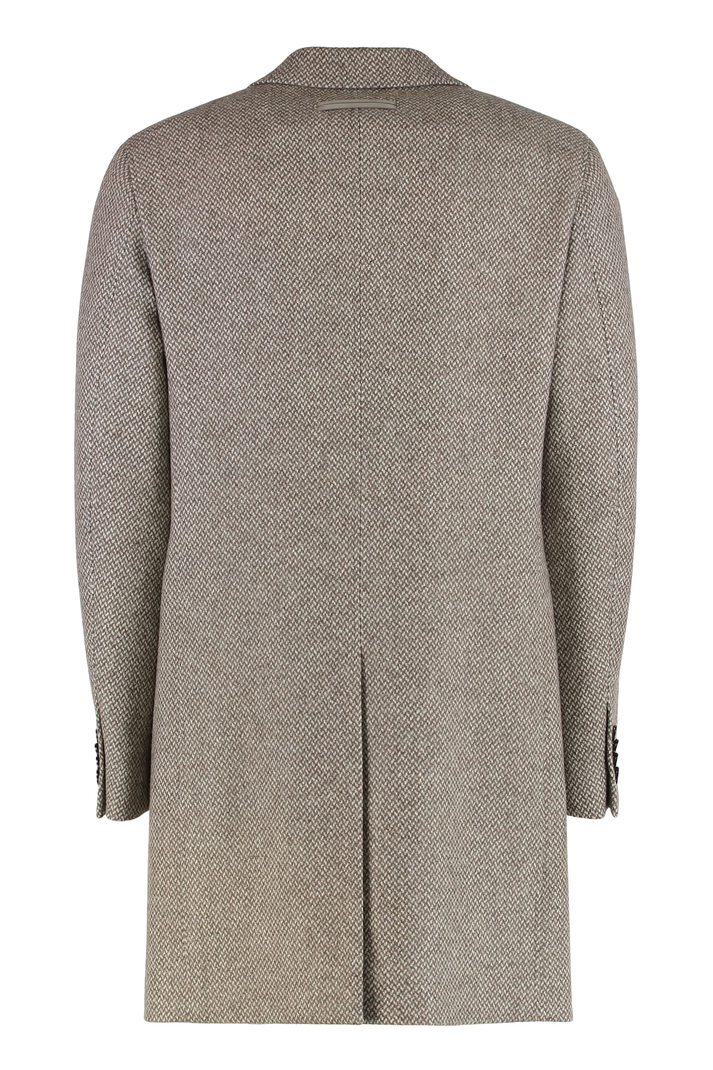 Zegna Notched Lapels Wool Double Breasted Coat In Gray