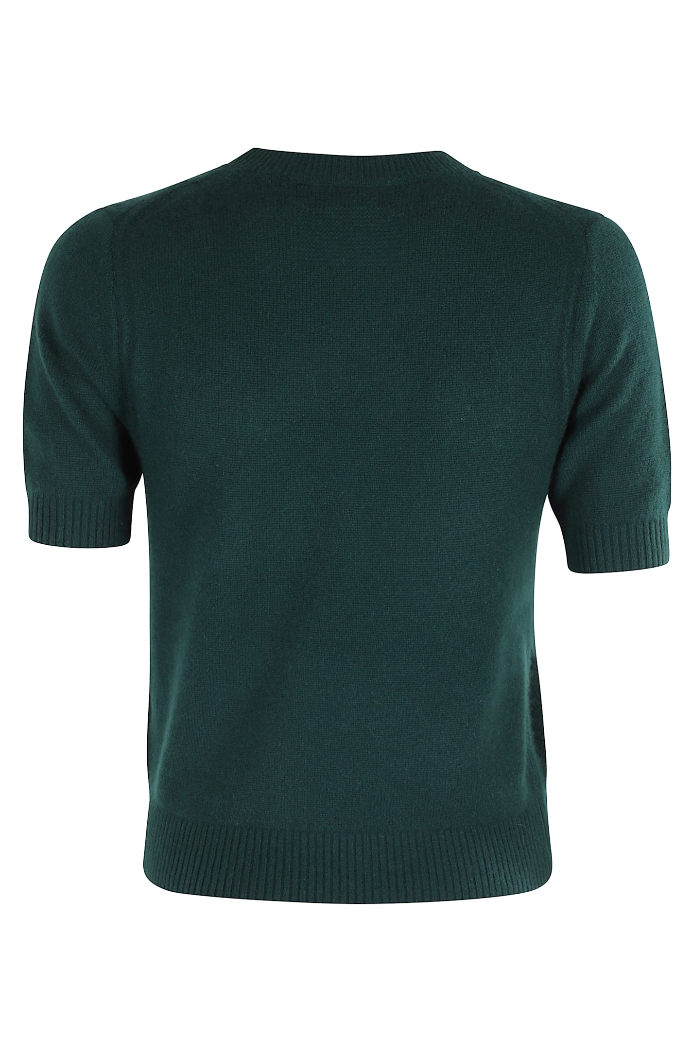 Guest In Residence Fitted Short-sleeved Cashmere Sweater Tee With Classic Crew Neck In Green