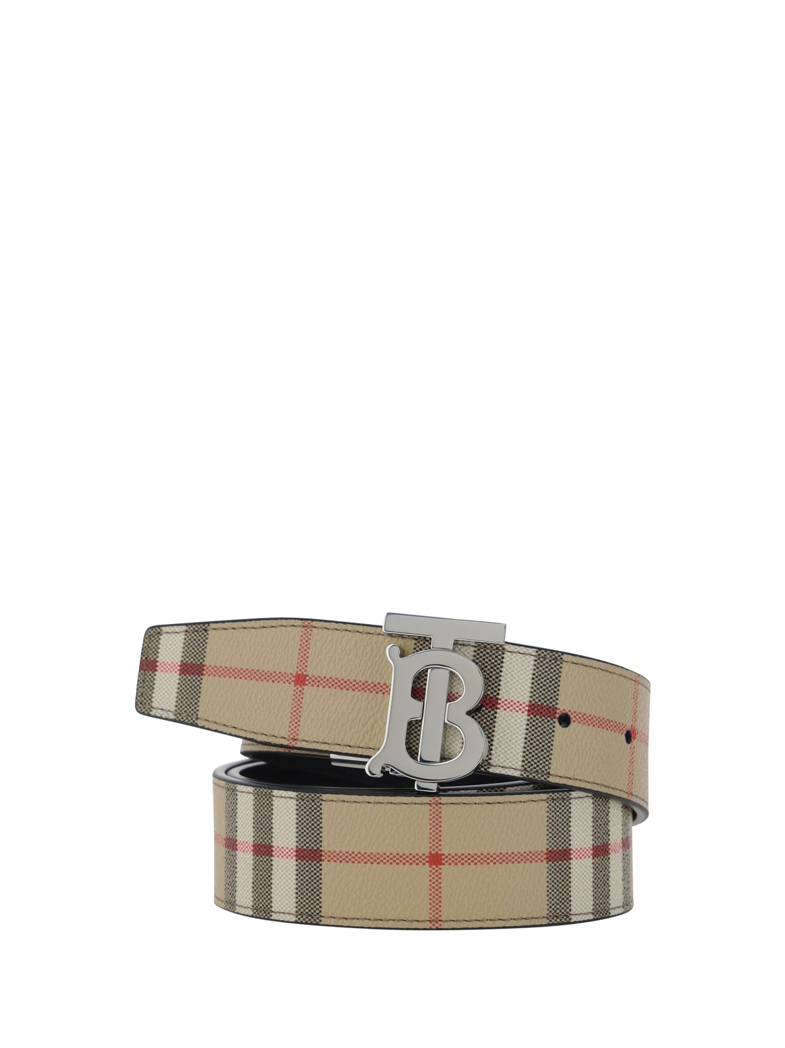 Shop Burberry Tb Belt In Archive Beige/silver