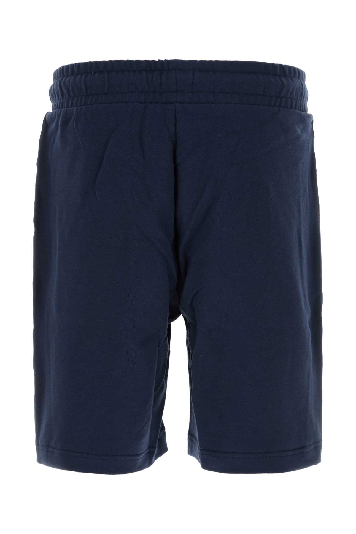 Hugo Boss Bermuda Cotton Elastic Waistband Shorts In Darkblue