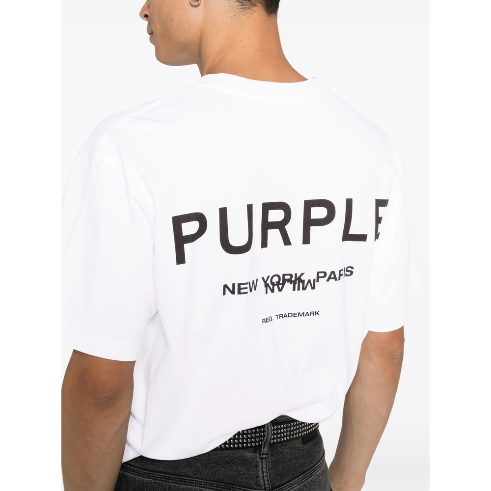 Purple Brand Jersey Short-sleeve T-shirt In White