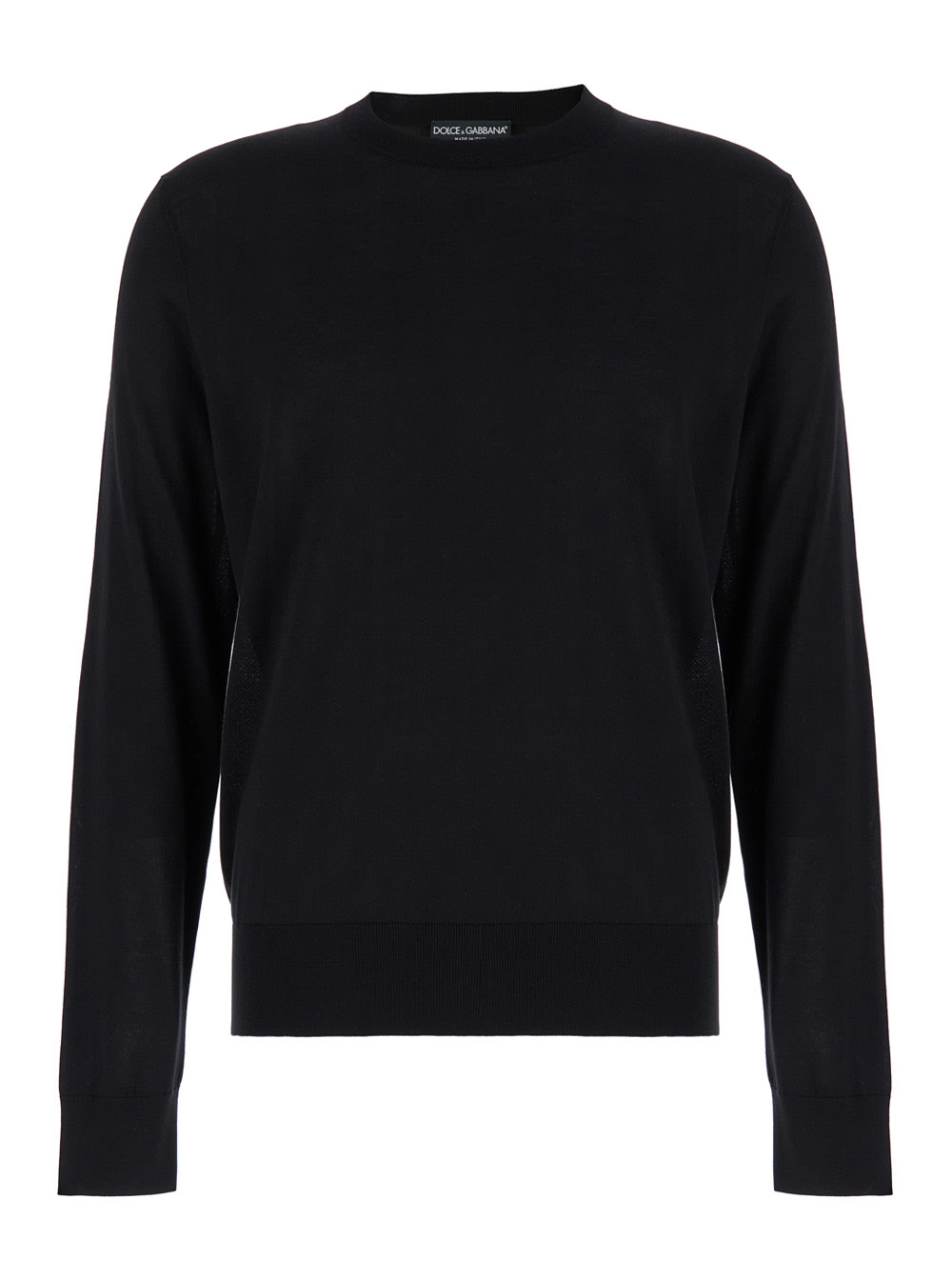 Shop Dolce & Gabbana Black Sweater With Tonal Signature Logo In Silk Man