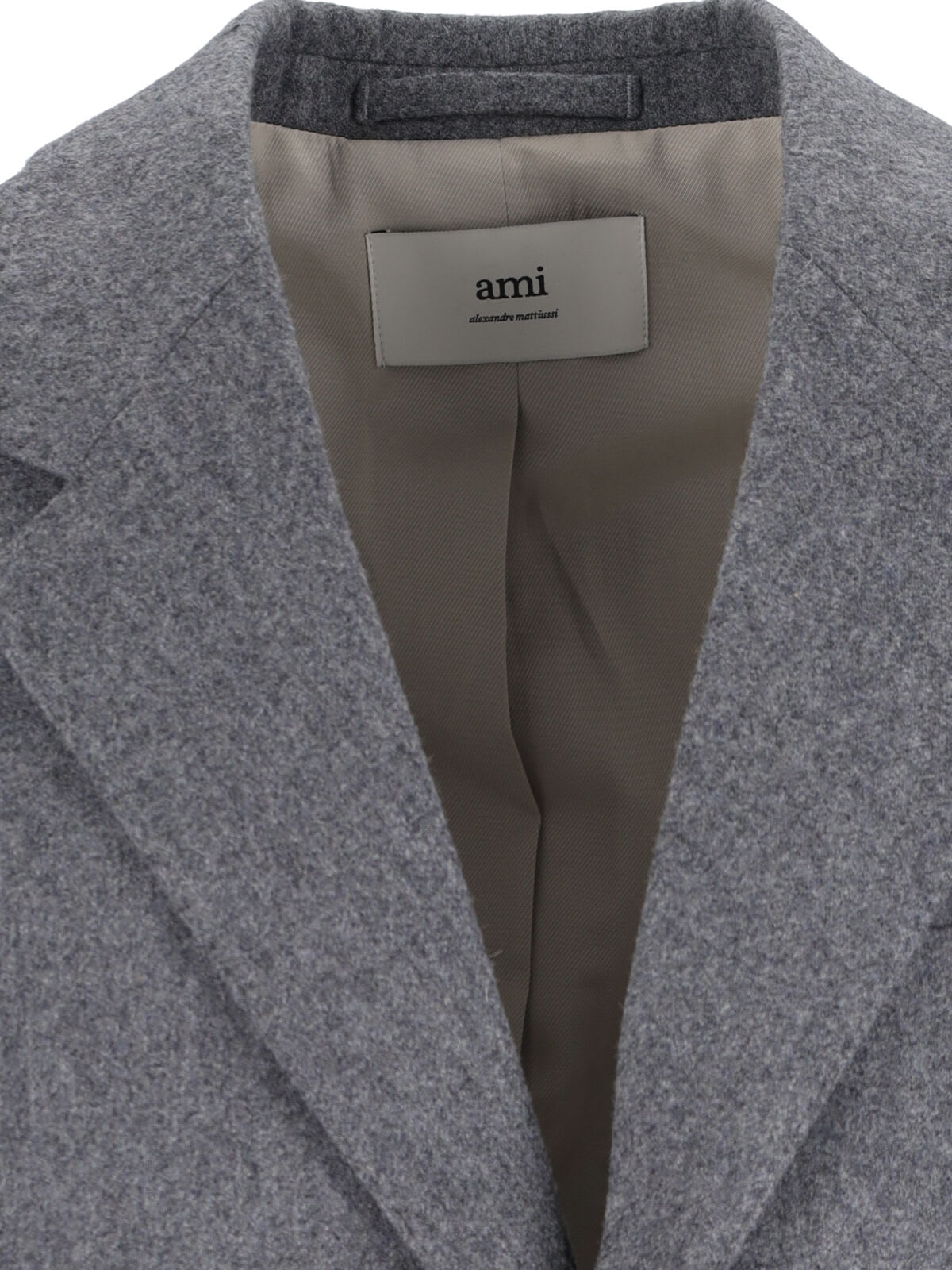Ami Alexandre Mattiussi Ami Single-breasted Grey Virgin Wool Blazer With Classic Lapel In Gray