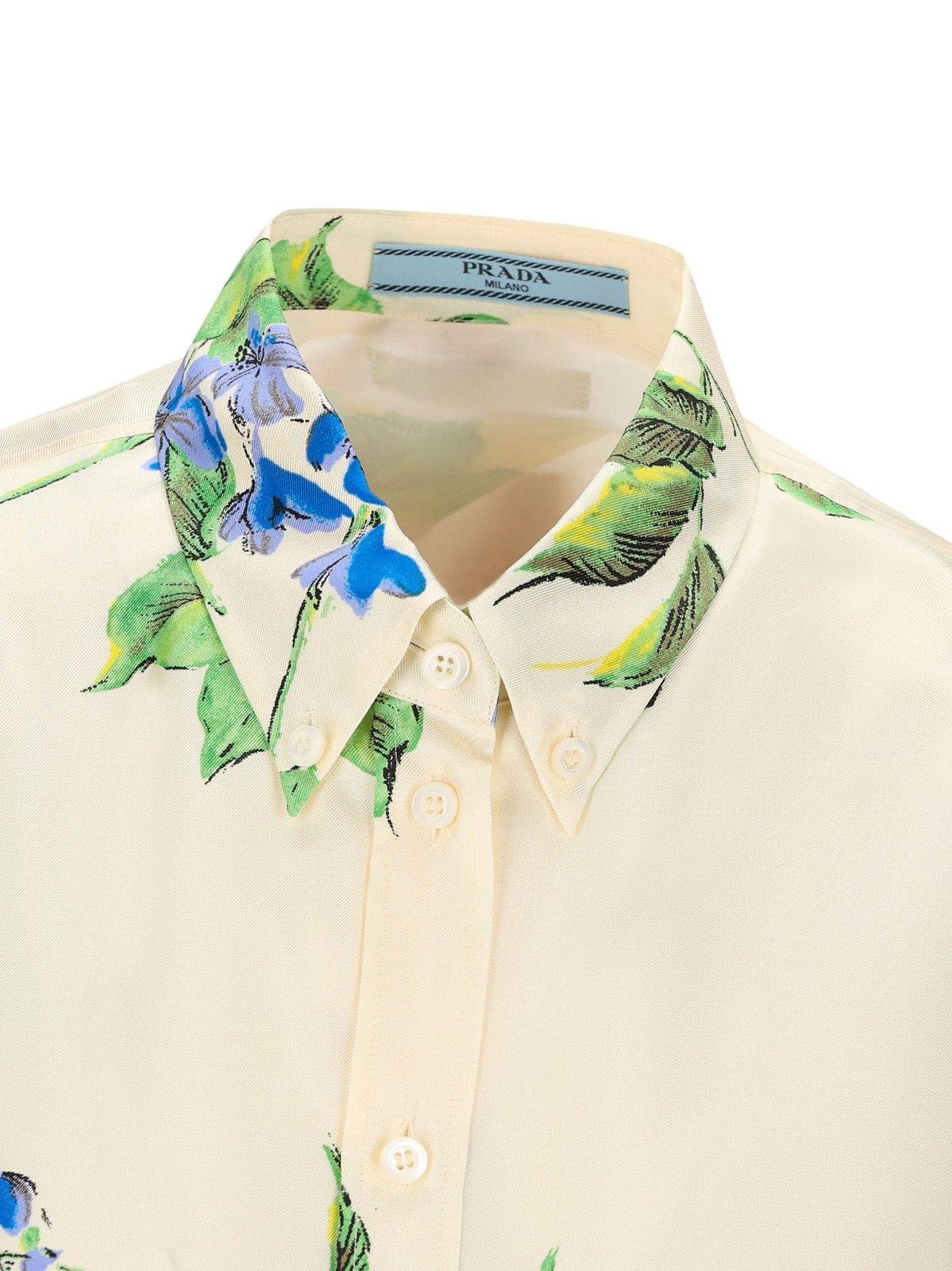 Shop Prada Floral-printed Button-up Shirt