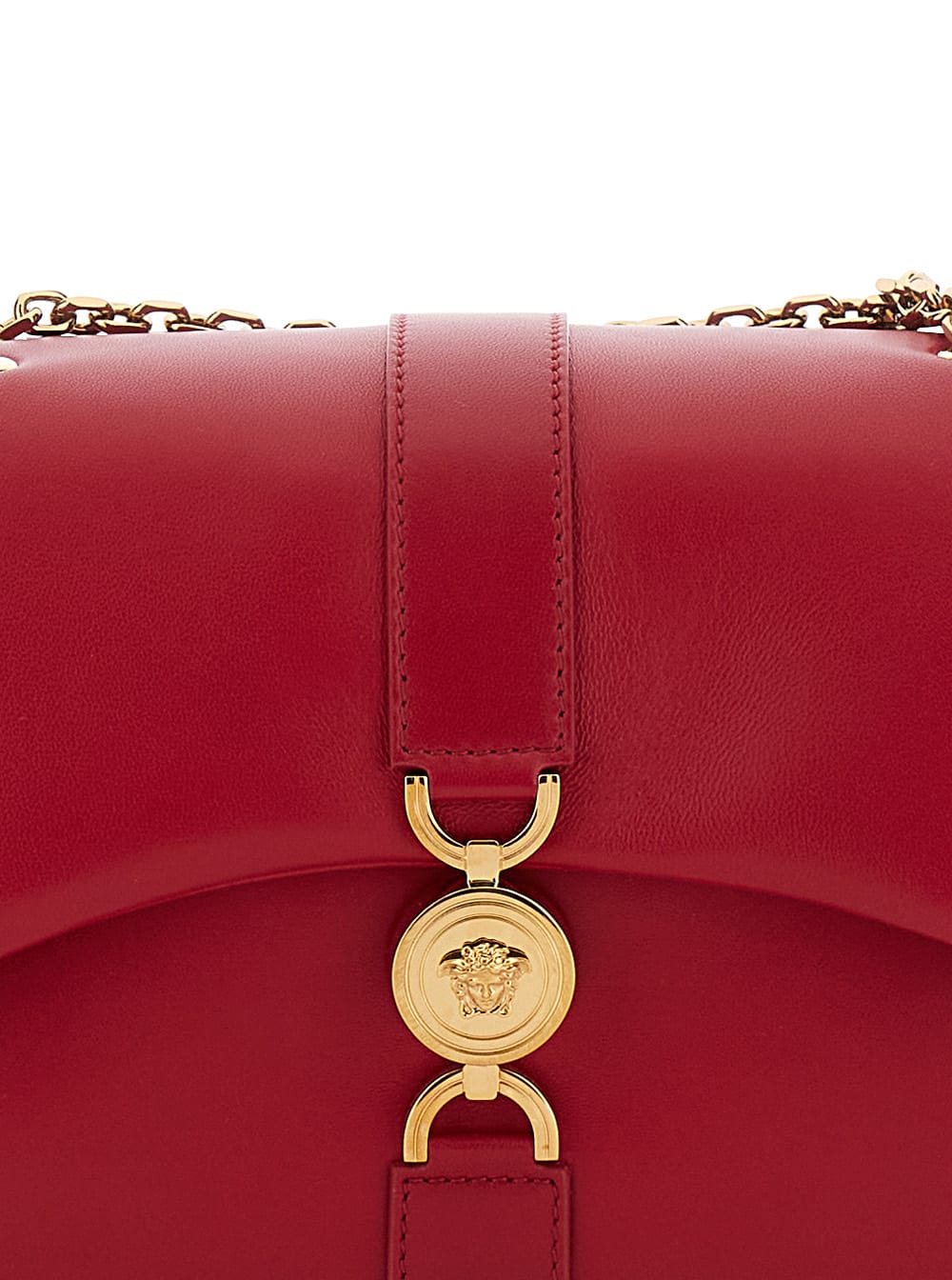 Shop Versace Kleio Red Crossbody Bag With Medusa 95 Detail In Pillow-like Leather Woman