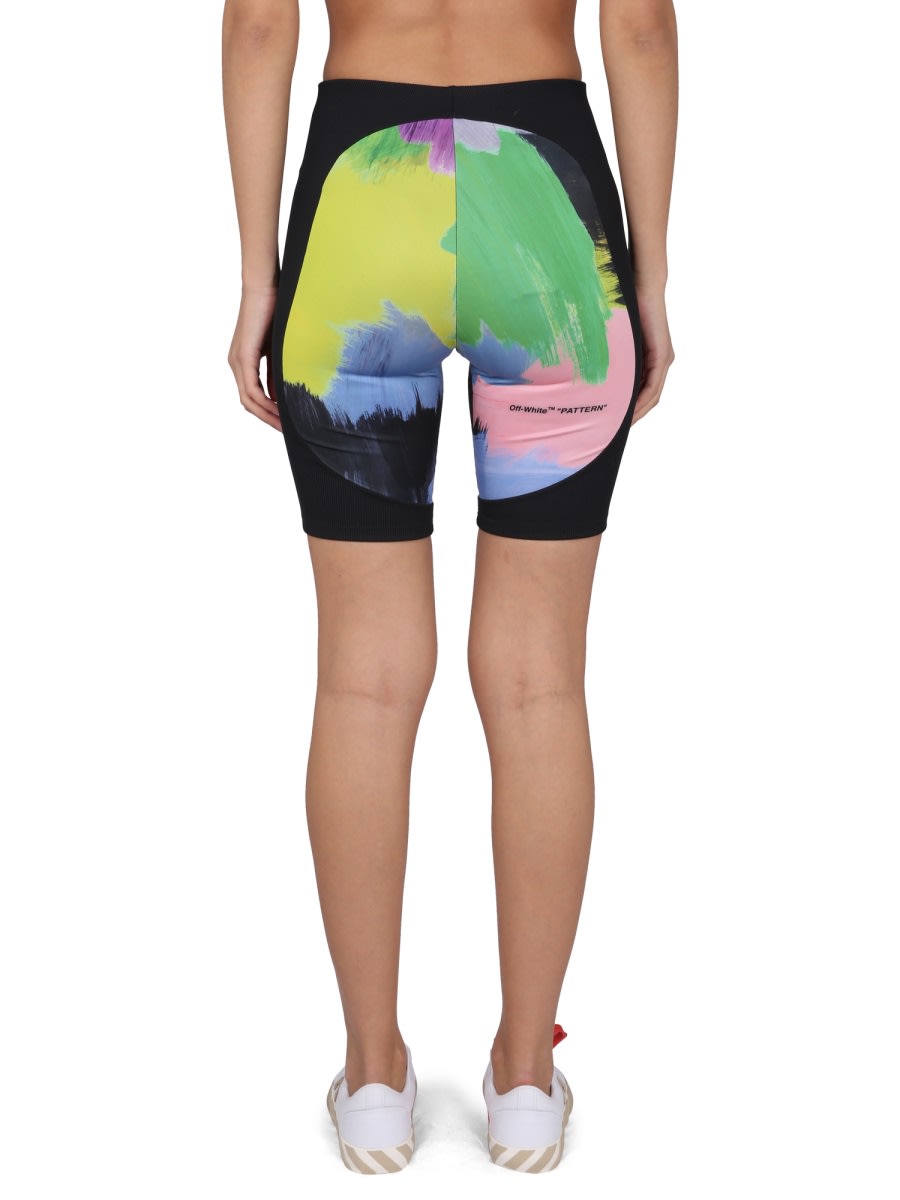 Off-white Brush Stroke Biker Shorts In Multicolour