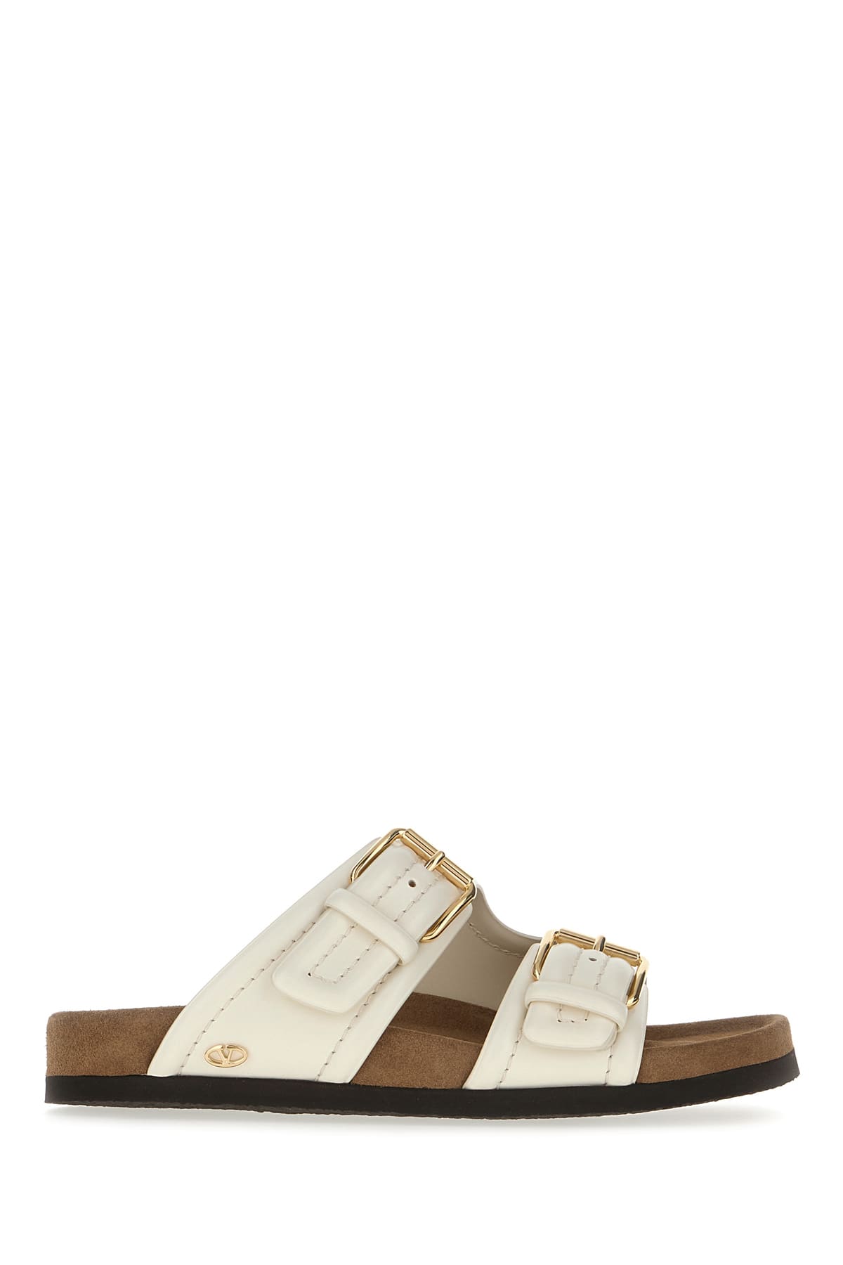 Valentino Smooth Leather Fussfriend Slides For In Ivory