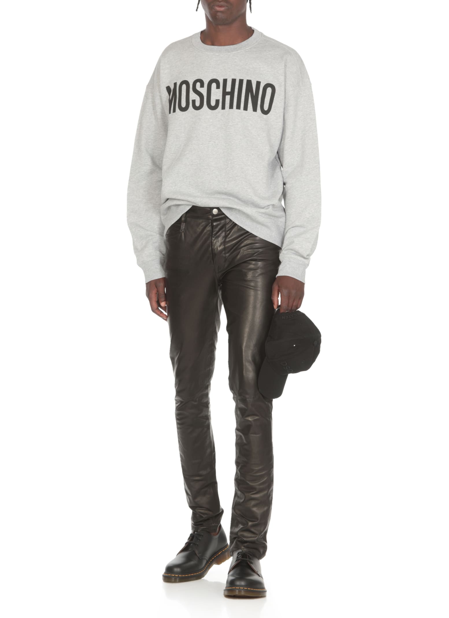 Shop Moschino Sweatshirt With Logo In Grey