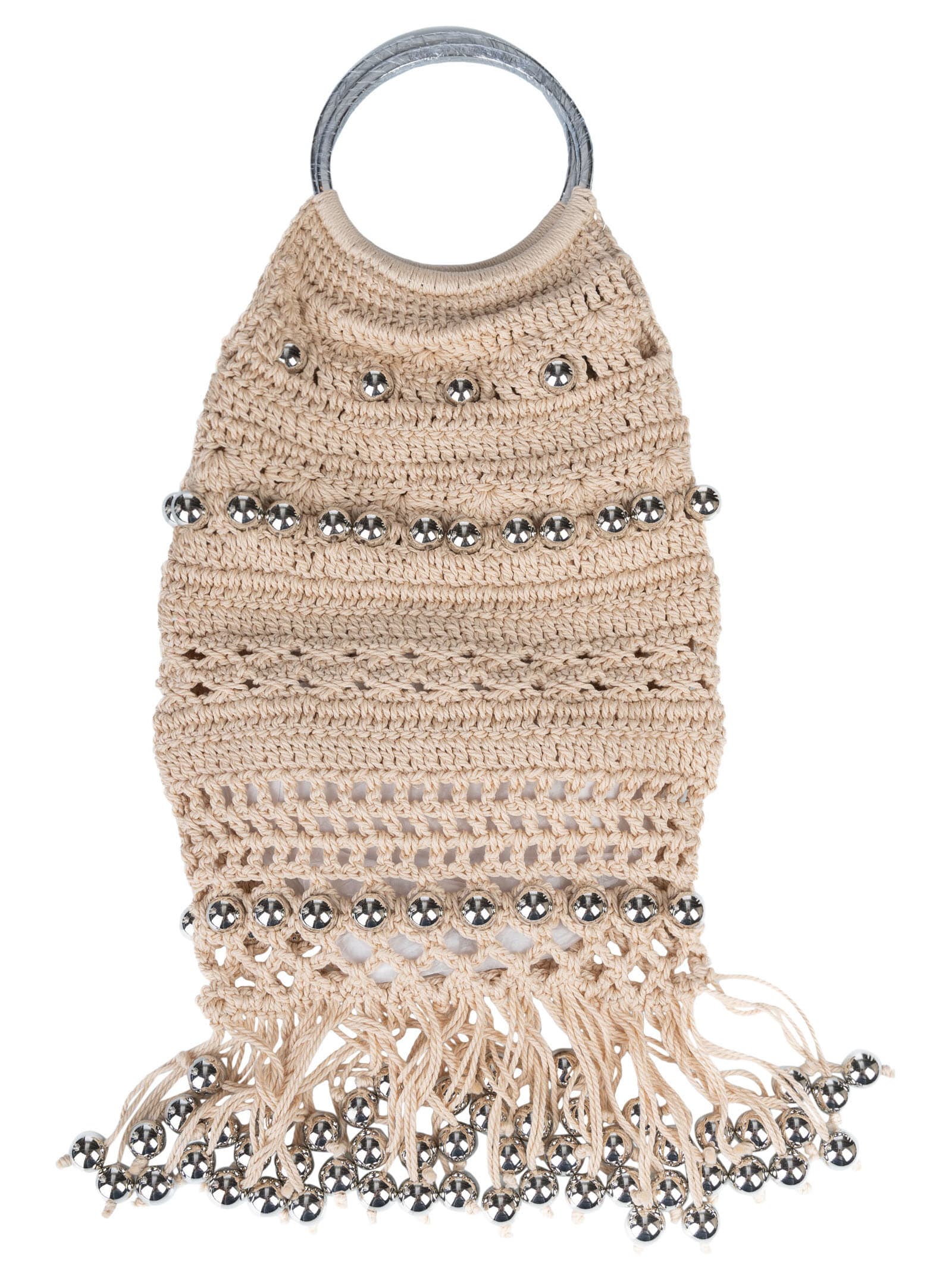 PACO RABANNE BEADED CROCHET-KNIT TOTE