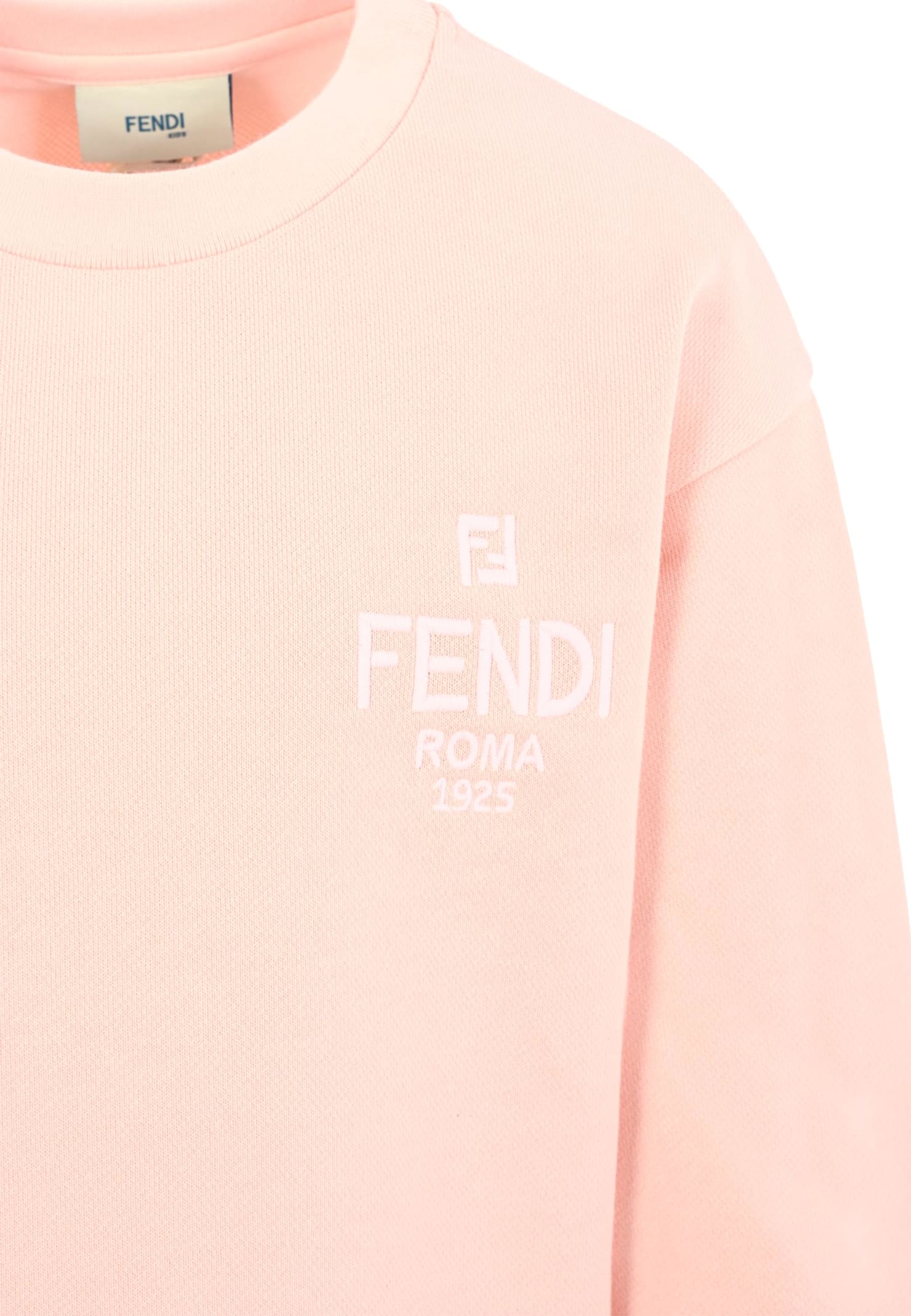 Fendi Logo-embroidered Cotton Sweatshirt In Neutral