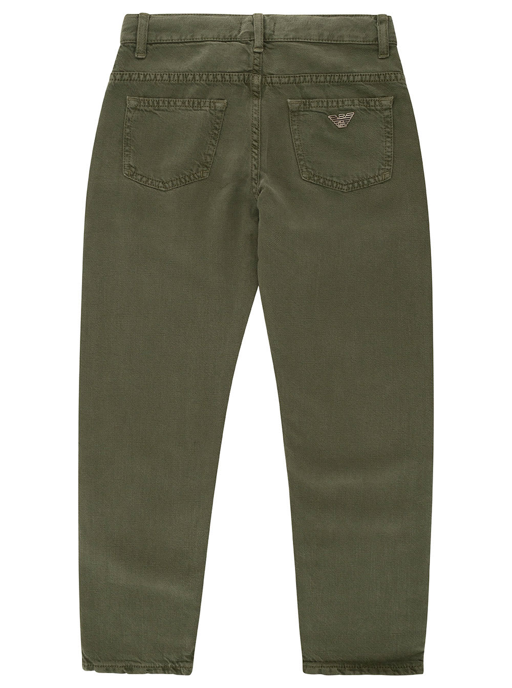 Shop Emporio Armani Military Green Pants With Logo Detail In Linen Blend Boy In Grey