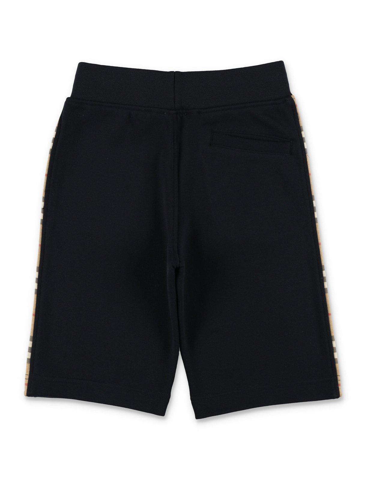 Burberry Kids' Check-printed Elasticated Waistband Shorts In Black