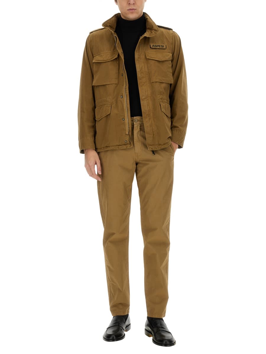 Aspesi Trousers With Functional Pockets And Belt Loops In Beige