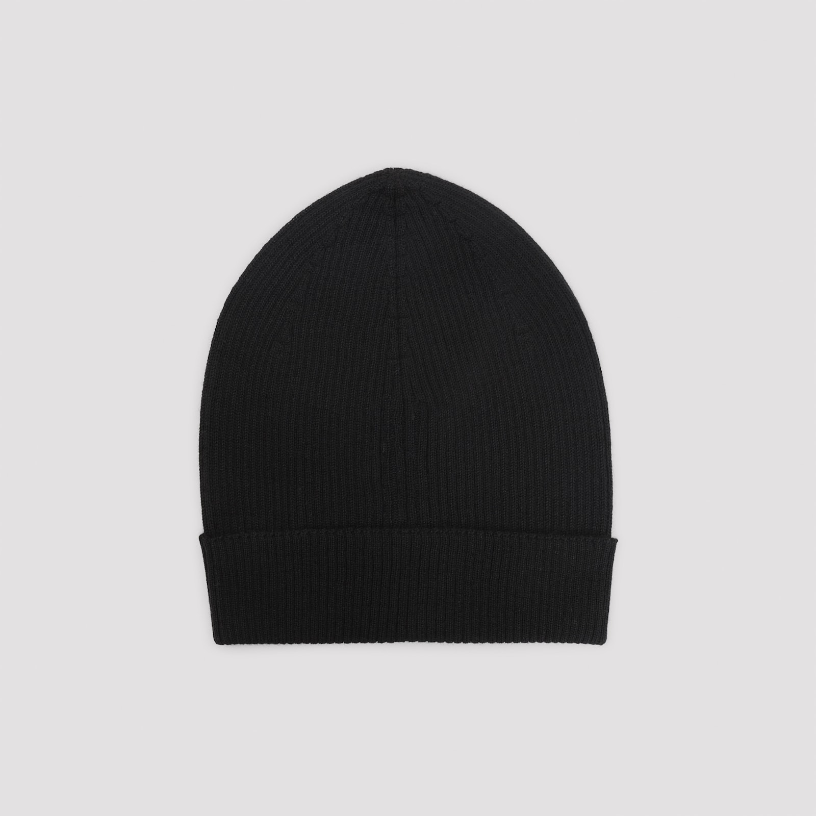 Rick Owens Ribbed Wool Beanie In Gray