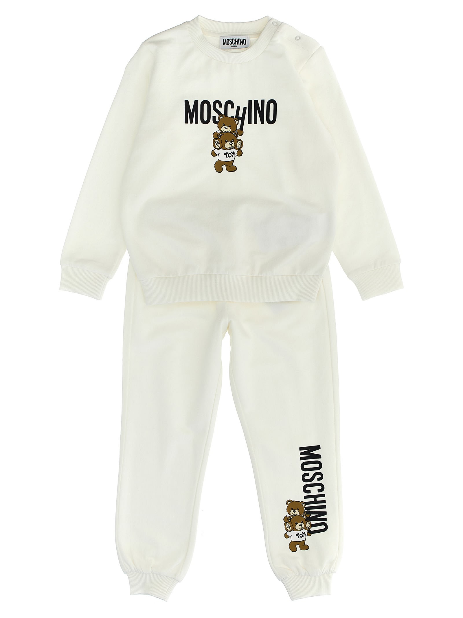 Shop Moschino Sweatshirt Suit + Logo Print Joggers In White