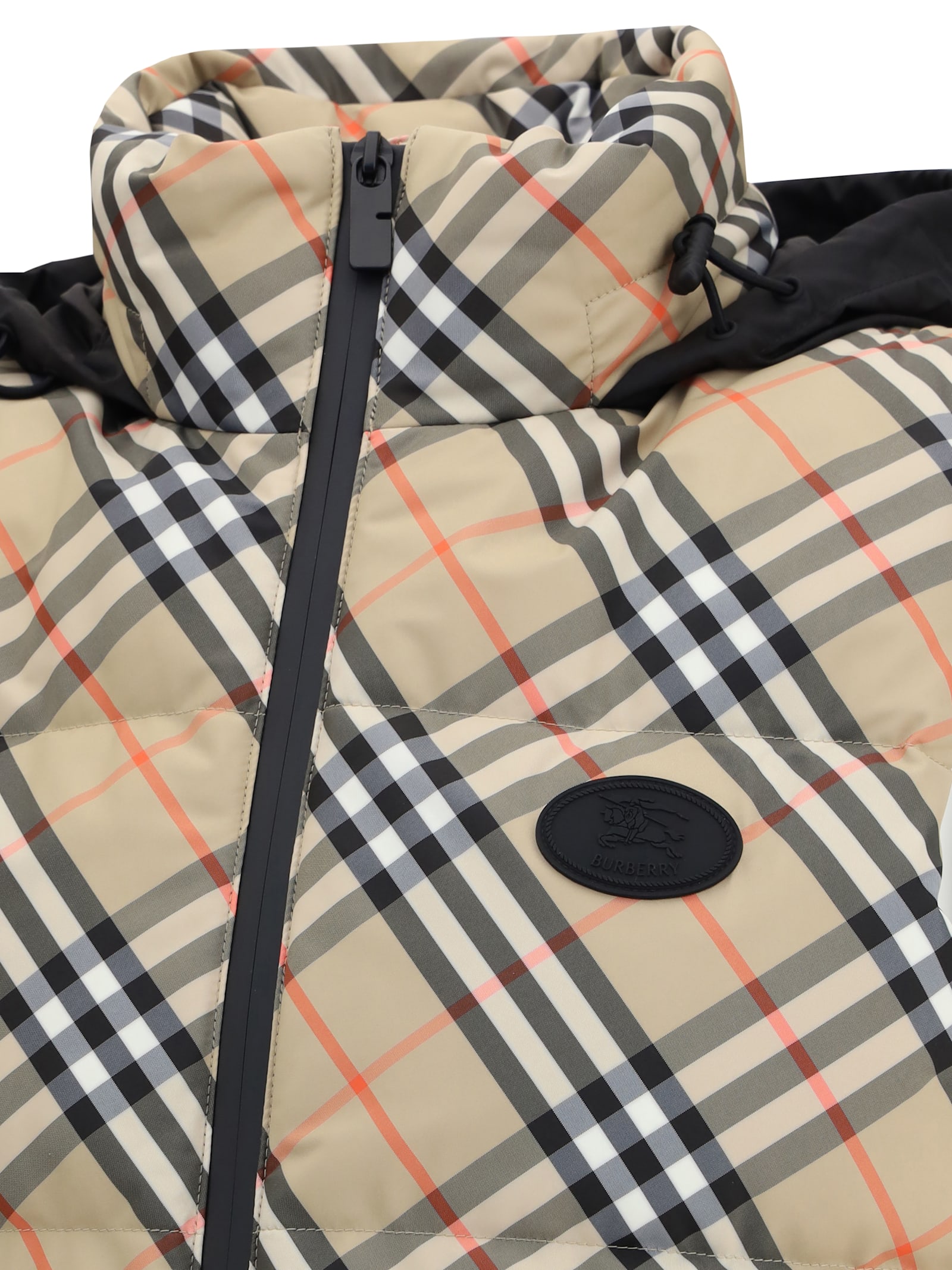 Burberry Check Vest Down Jacket In Brown