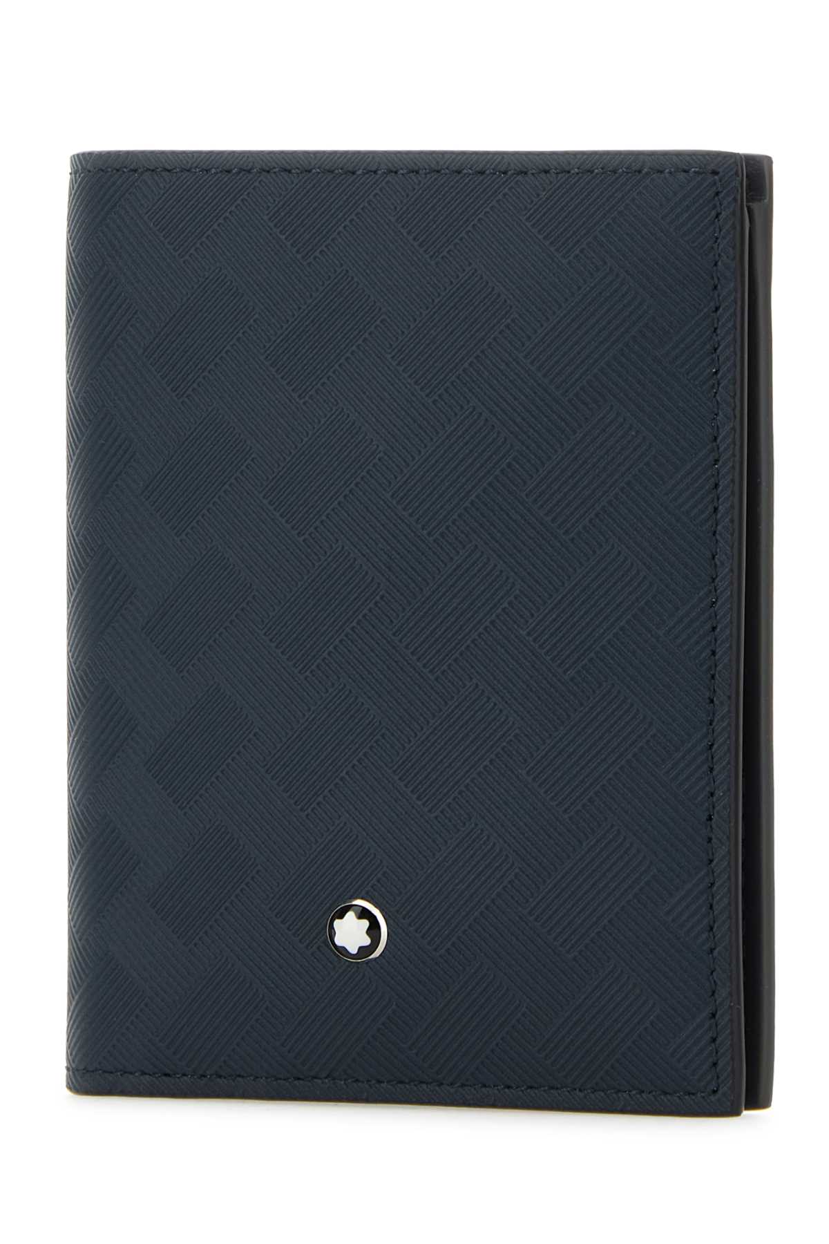Montblanc Navy Blue Leather Wallet In Inkblue