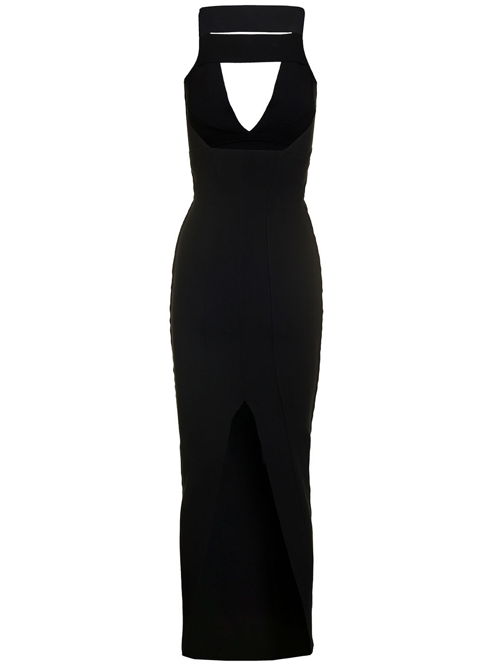 Shop Rick Owens Maxi Black Dress With Cut-out In Viscose Blend Woman