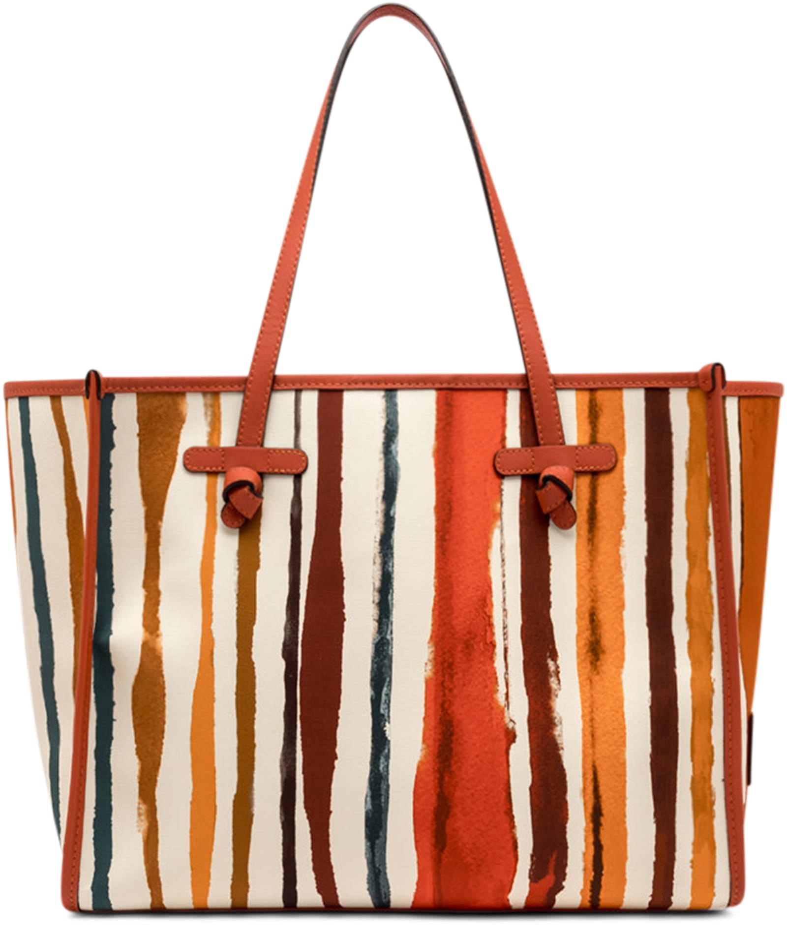 Gianni Chiarini Marcella Canvas And Leather Shopping Bag In Orange