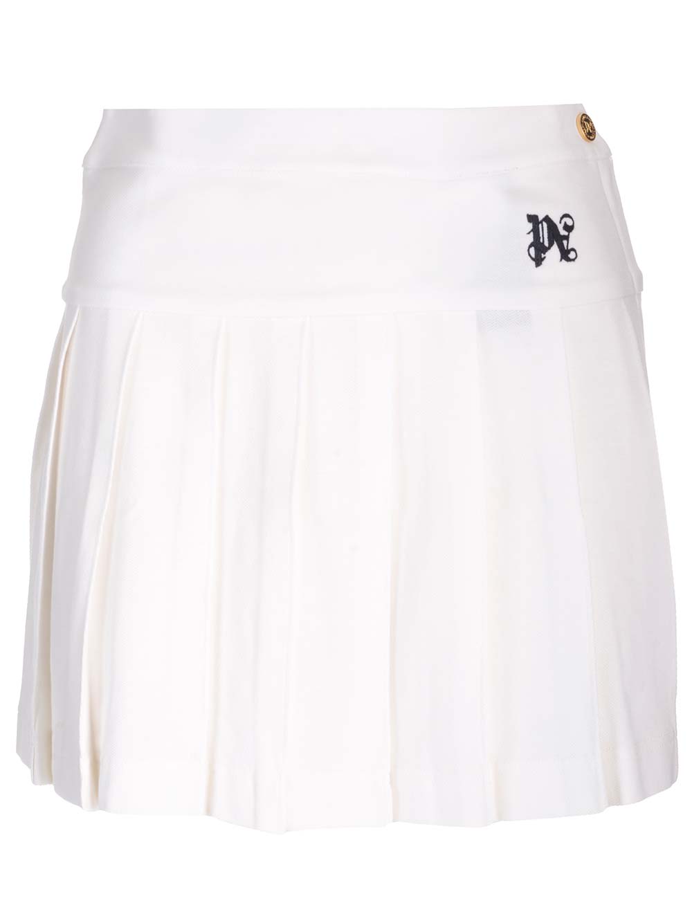 Monogram Embroidered Pleated Mini Skirt