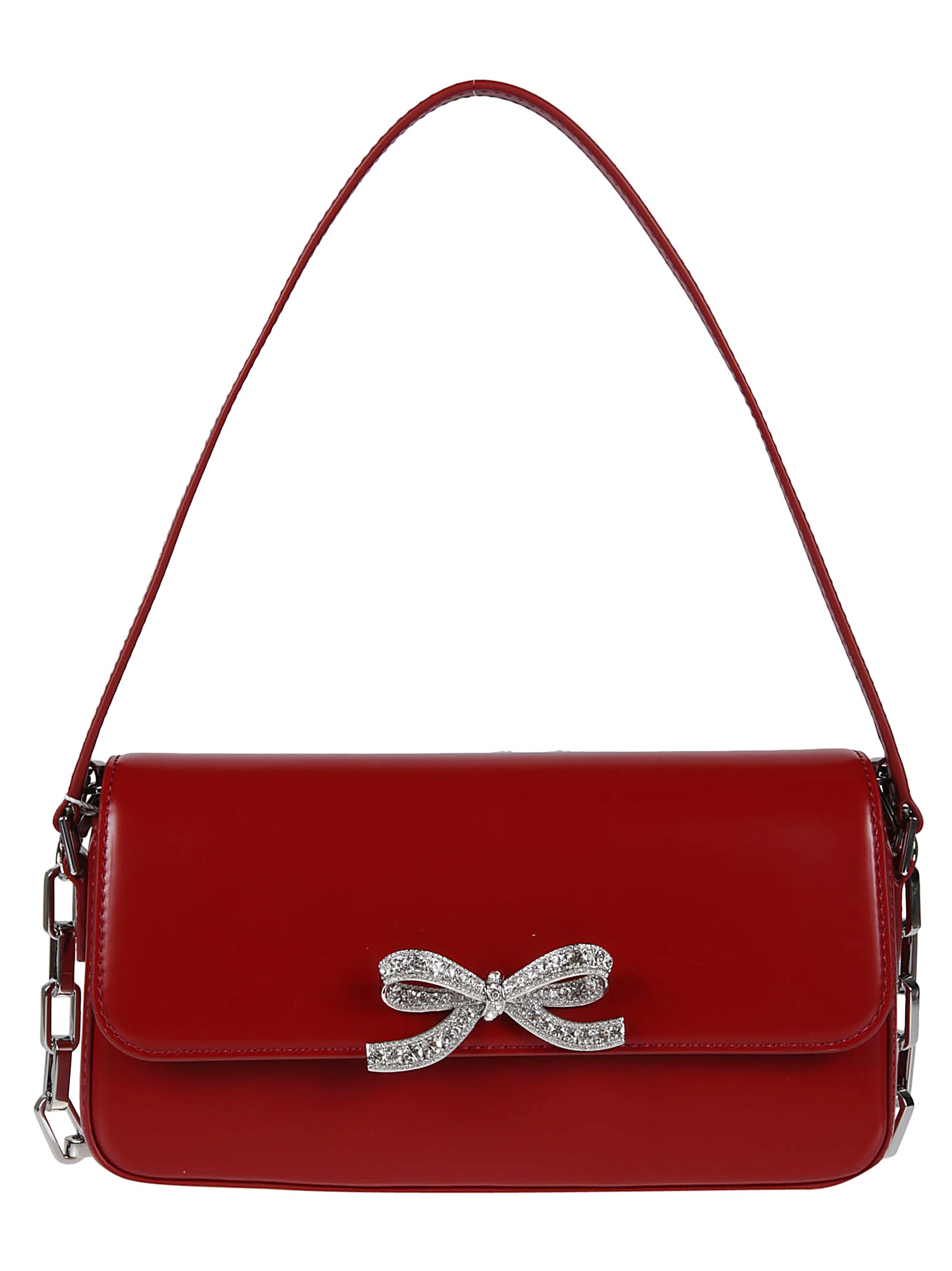 Shop Self-portrait Baguette Bag In Burgundy