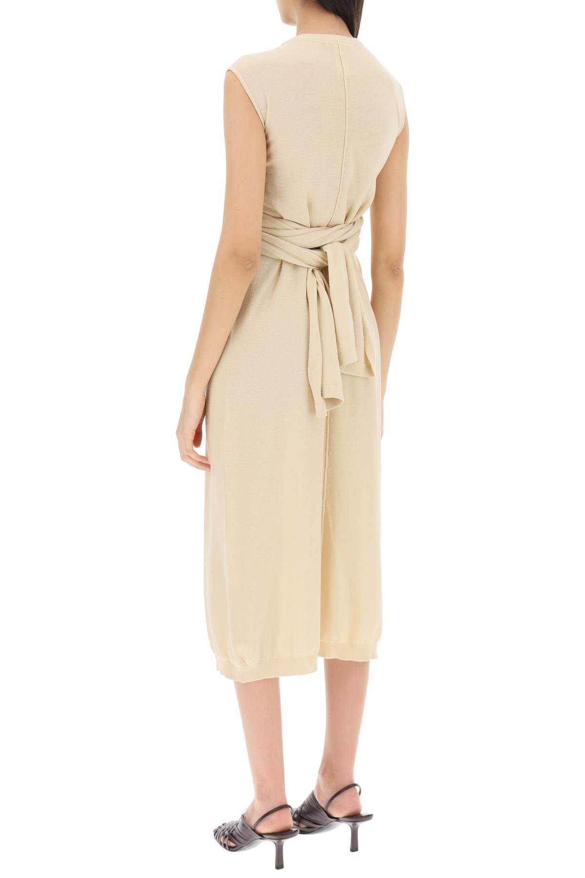 Shop Lemaire Knit Midi Dress In Rosy White (beige)