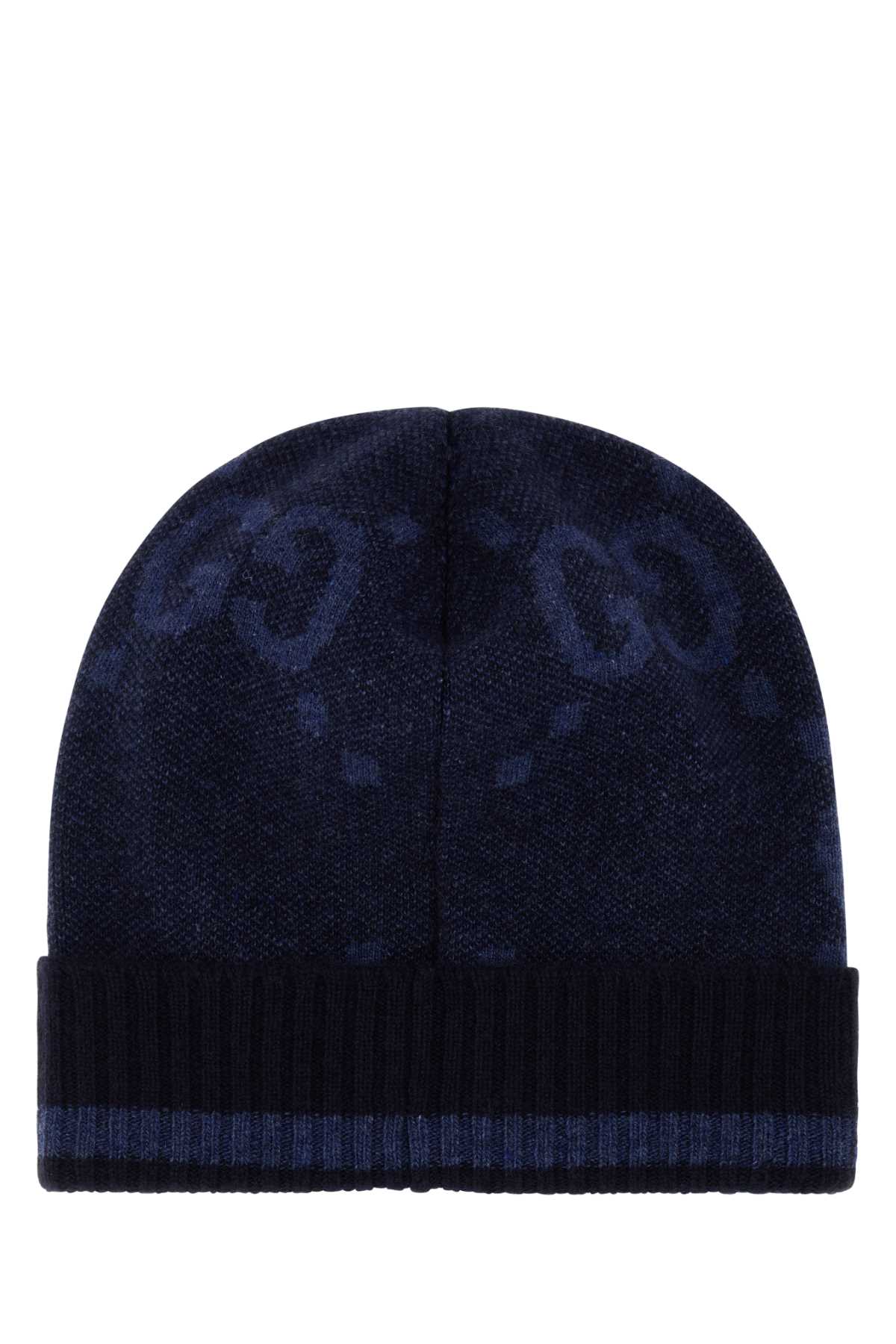 Shop Gucci Embroidered Cashmere Beanie Hat In Petrolblueskyblue