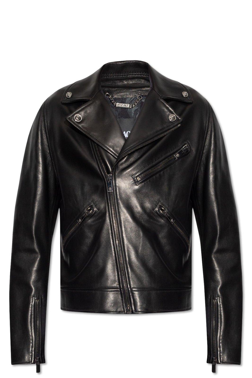Zip-up Leather Biker Jacket