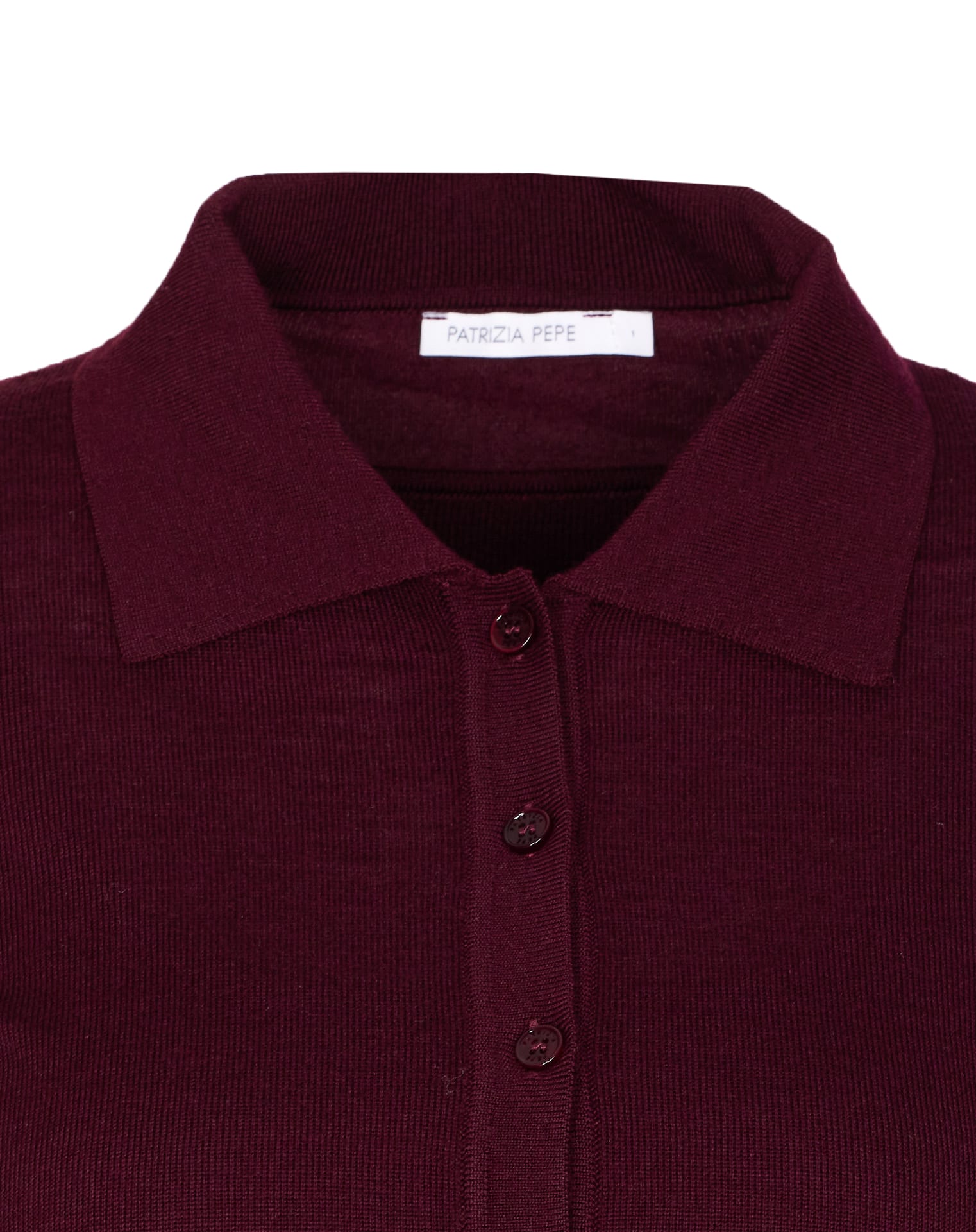 Patrizia Pepe Wool Sweater With Buttons And Internal Top In Burgundy