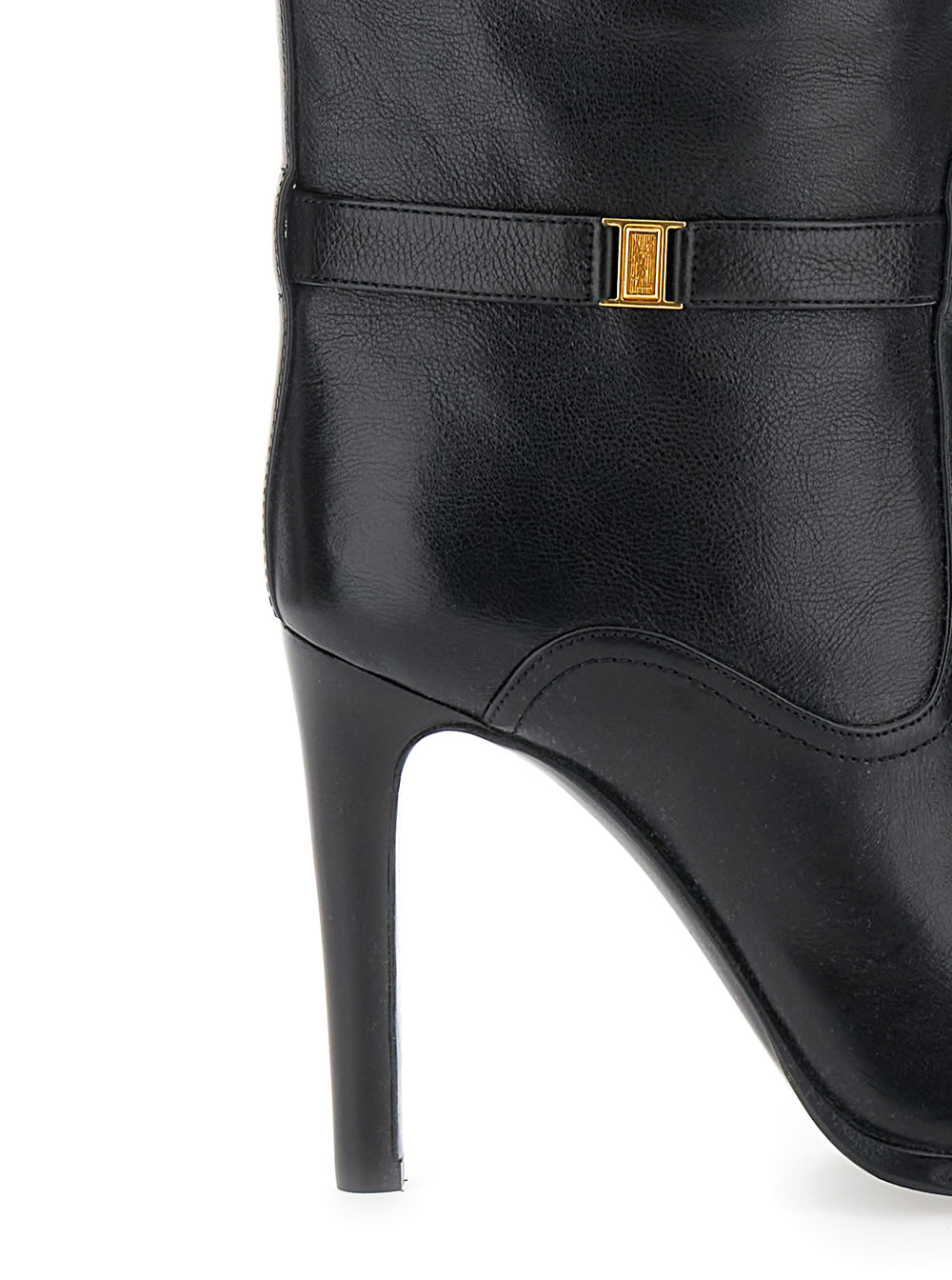 Shop Saint Laurent Diane Black High Boots With Cassandre Detail In Hammered Leather Woman