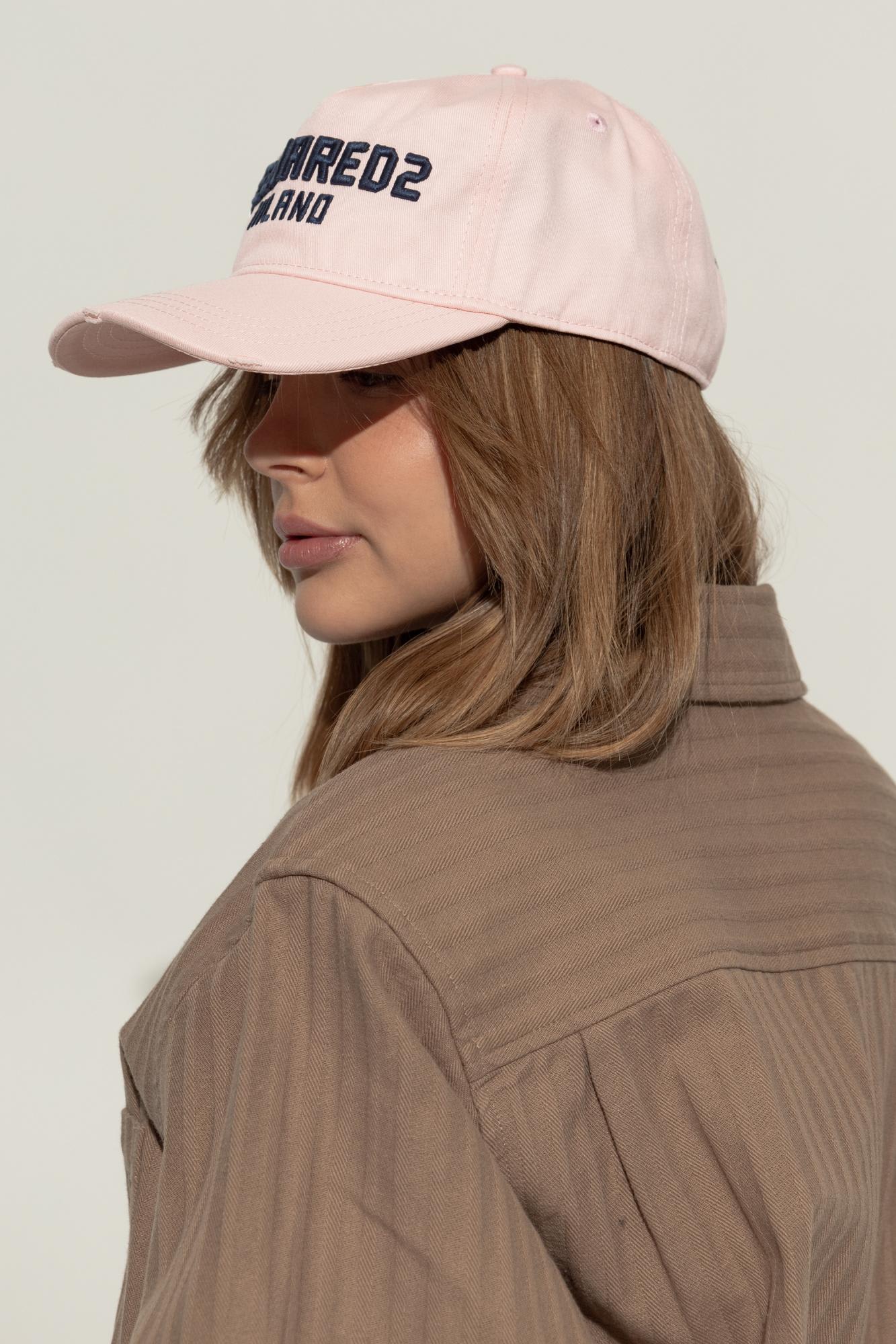 Dsquared2 Structured Baseball Cap With Curved Brim In Pink