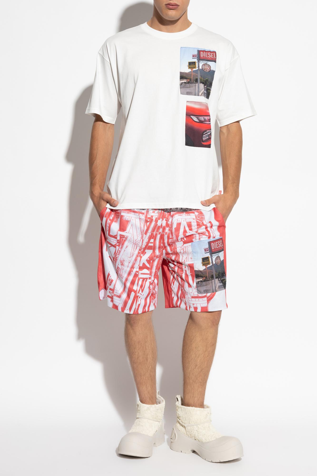 Diesel Mens 141 T-boxt-t3 Graphic-patch Cotton-jersey T-shirt In White