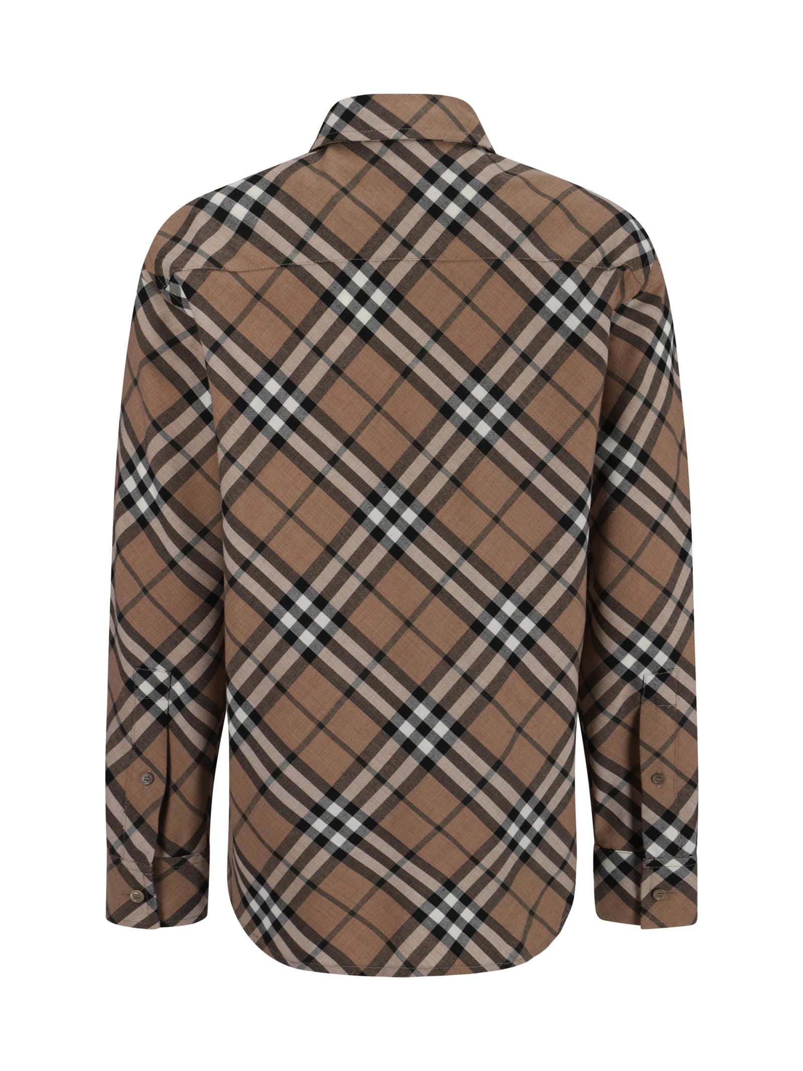 Burberry Ered Wool Blend Shirt In Lindenipcheck